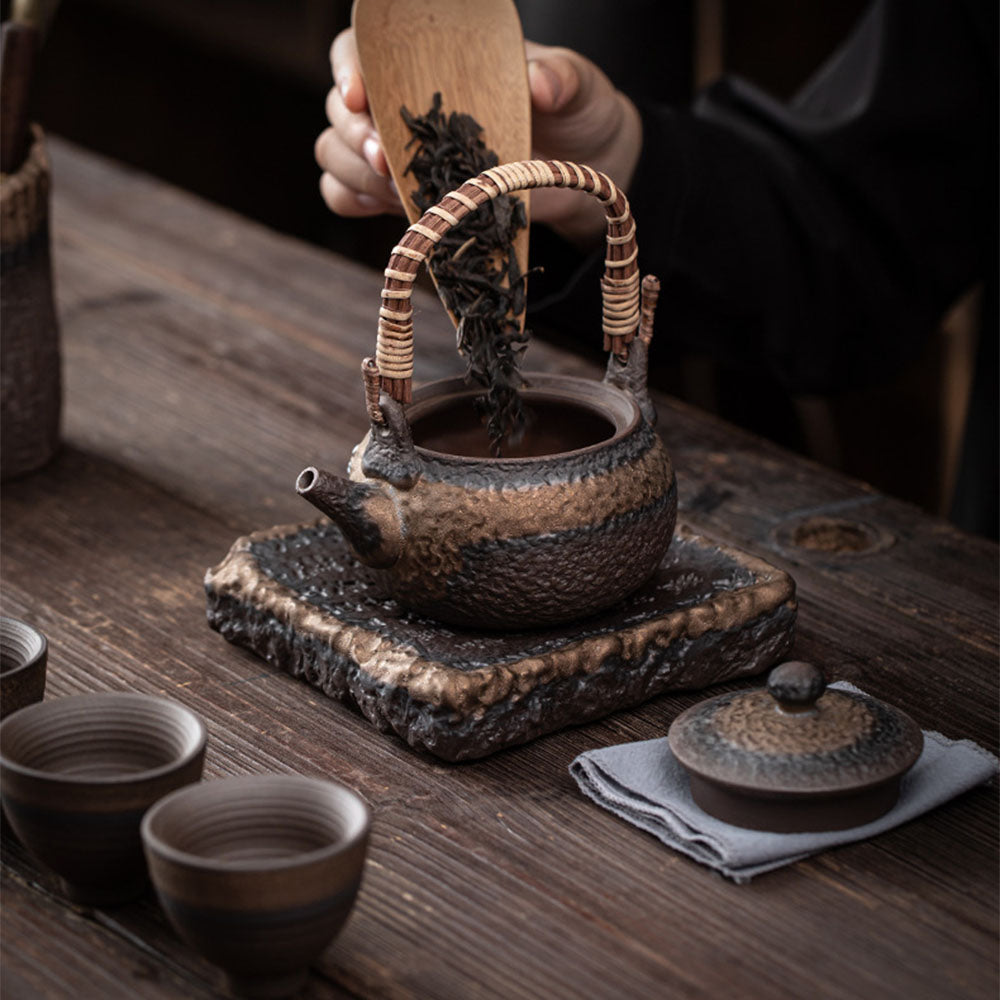 Japanese Handmade Iron Glazed Teapot - Traditional Cast Iron Kyusu for Green Tea, Matcha & Herbal Brewing - Perfect for Tea Ceremonies, Home Use & Gifts