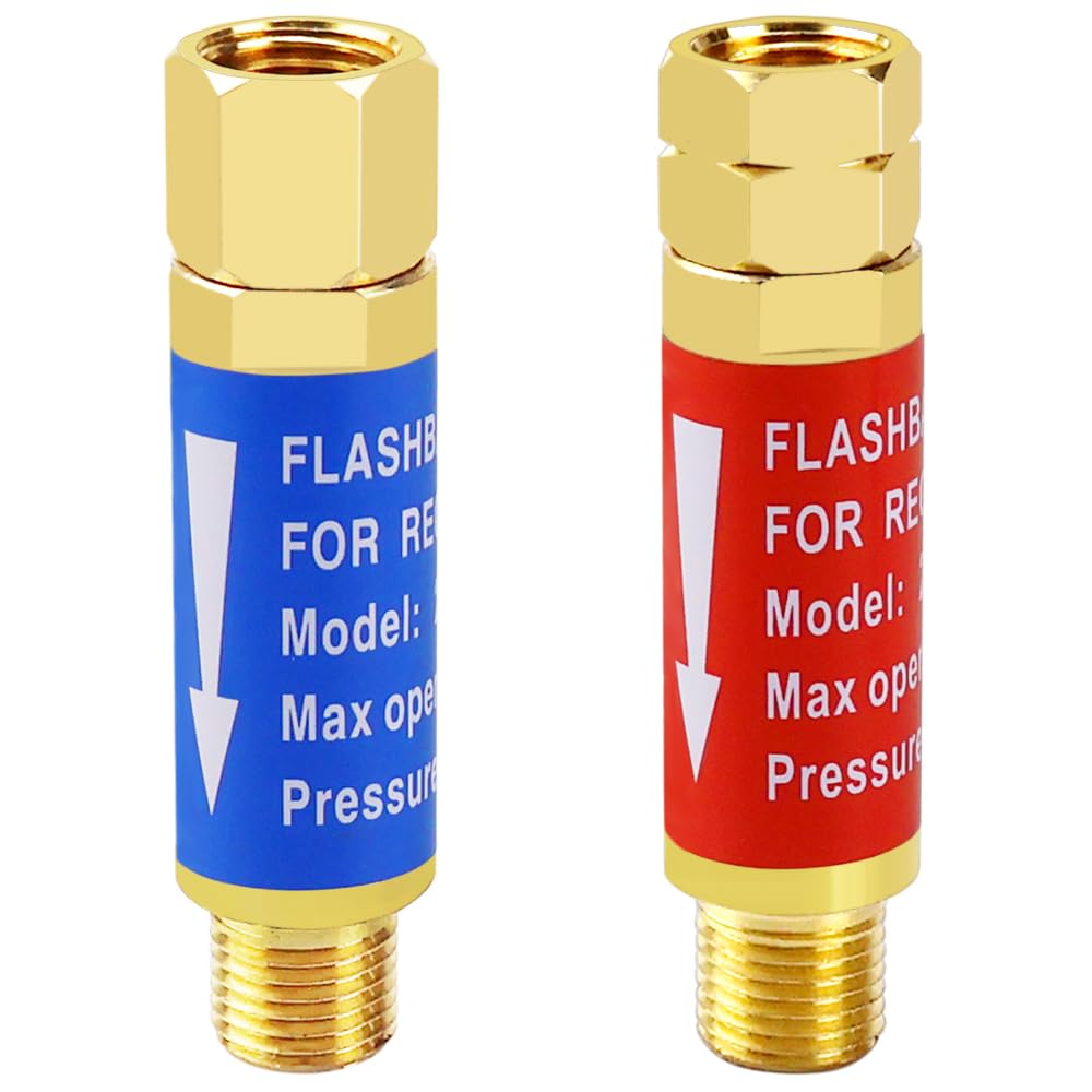Oxygen Acetylene Flashback Arrestors Set with Regulator - 9/16-18 Threads B Size for Welding & Cutting Torch Safety | Industrial & DIY Metalworking Use