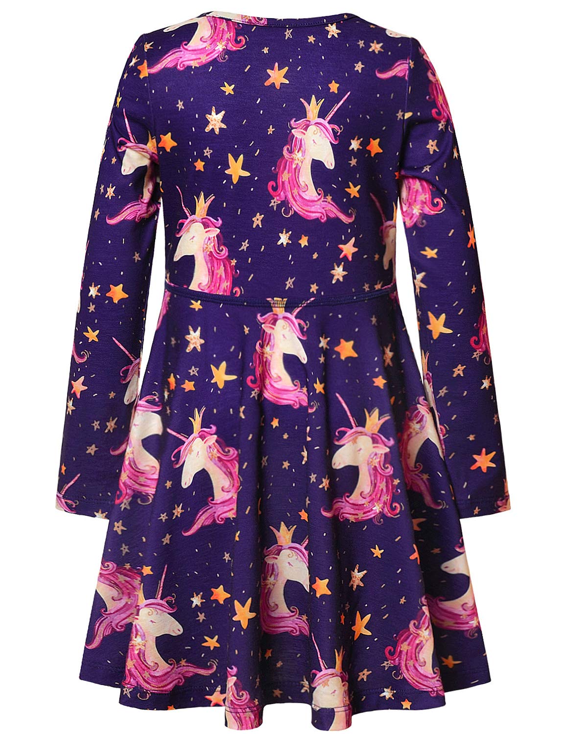 Jxstar Girls Long Sleeve Cotton Dress for Kids - Soft & Comfortable Fall Winter Swing Twirl Outfit for School, Party & Playtime