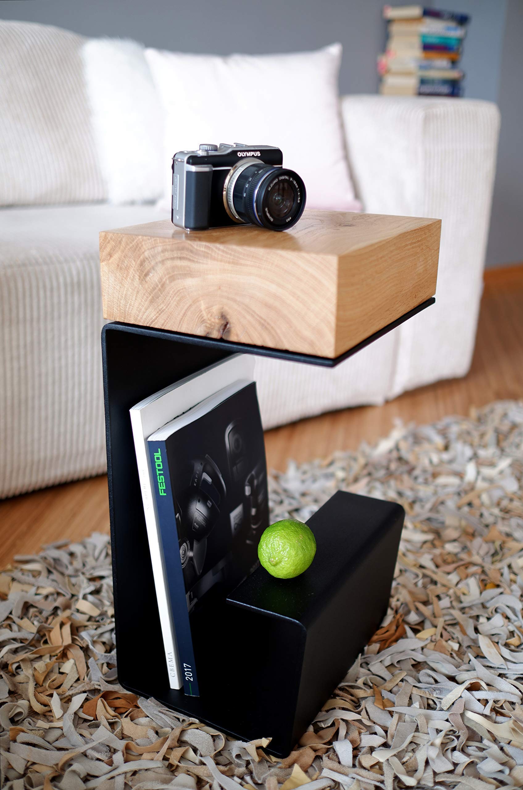 Solid Wood End Table - Modern Nightstand & Coffee Table with Storage Shelf, Small Side Table for Living Room, Bedroom, Office - Perfect for Books, Lamps & Decor
