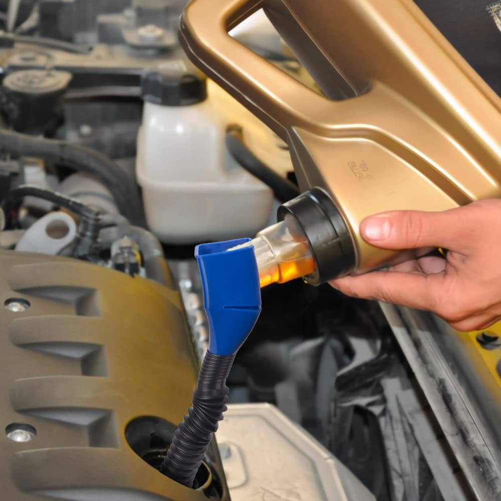 4PCS Retractable Auto Fuel Funnels - Flexible Snap-On Oil Change Funnel for Cars, Trucks & Motorcycles - Perfect for Engine Oil Changes, Fluid Draining & Bottle Filling - Durable Automotive Funnel Set with Clip Design