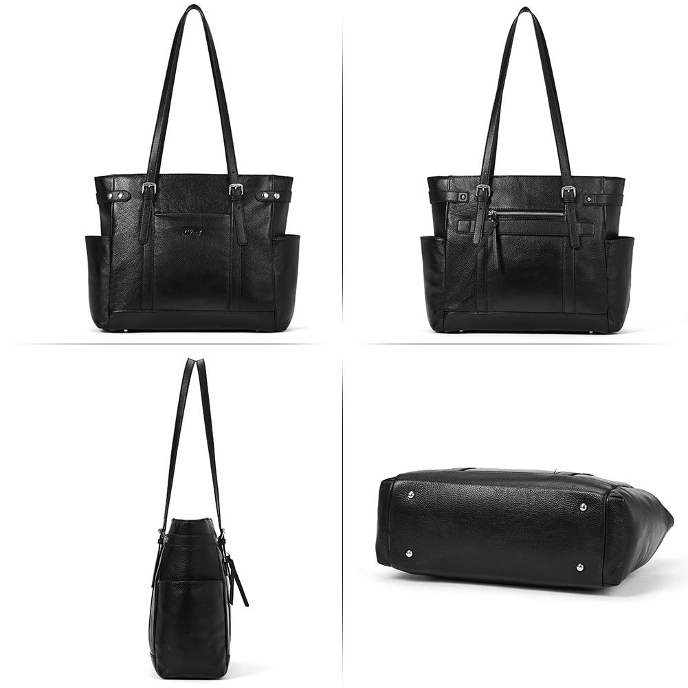 CLUCI Genuine Leather Laptop Tote Bag for Women - 15.6 Inch Professional Work Briefcase & Shoulder Bag - Perfect for Office, Business Travel & Daily Commute