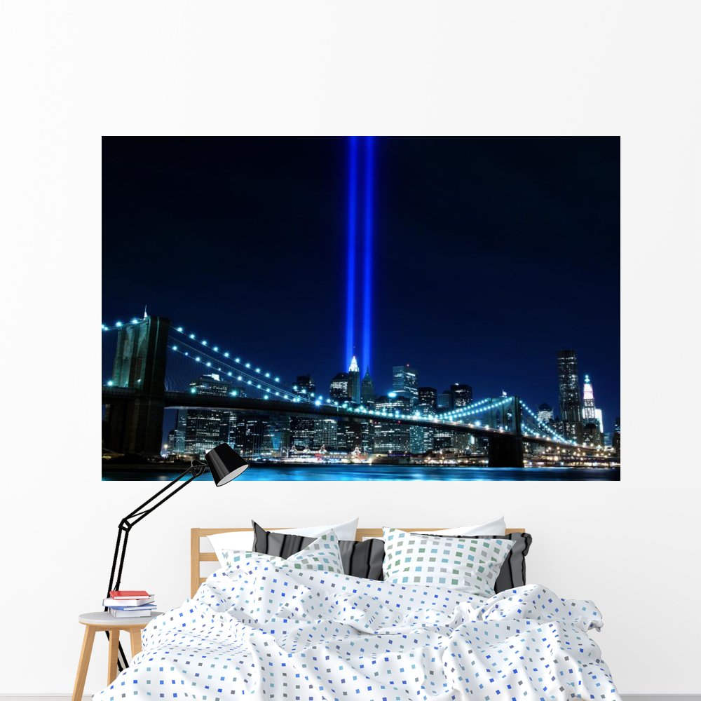 Brooklyn Bridge & The Towers of Lights Peel and Stick Wall Decal - 72x48 Inch Colossal Wall Sticker - Removable Home Decor for Living Room, Bedroom, Office - Easy to Install Wall Art for Urban Style Interior Design