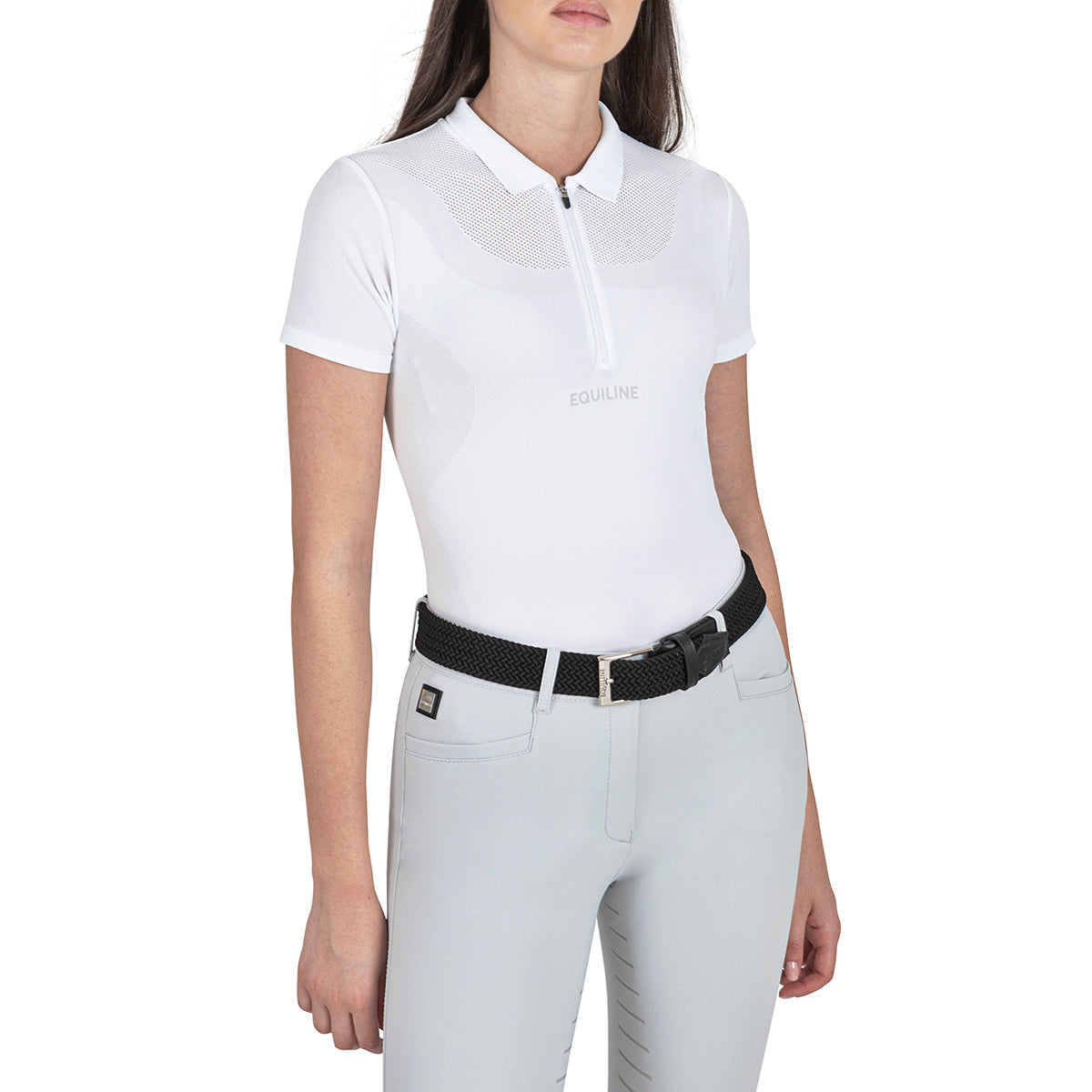 Equiline Women's CorinaC Seamless Polo Shirt - Breathable Stretch Fit Casual Top for Workout, Yoga & Everyday Wear
