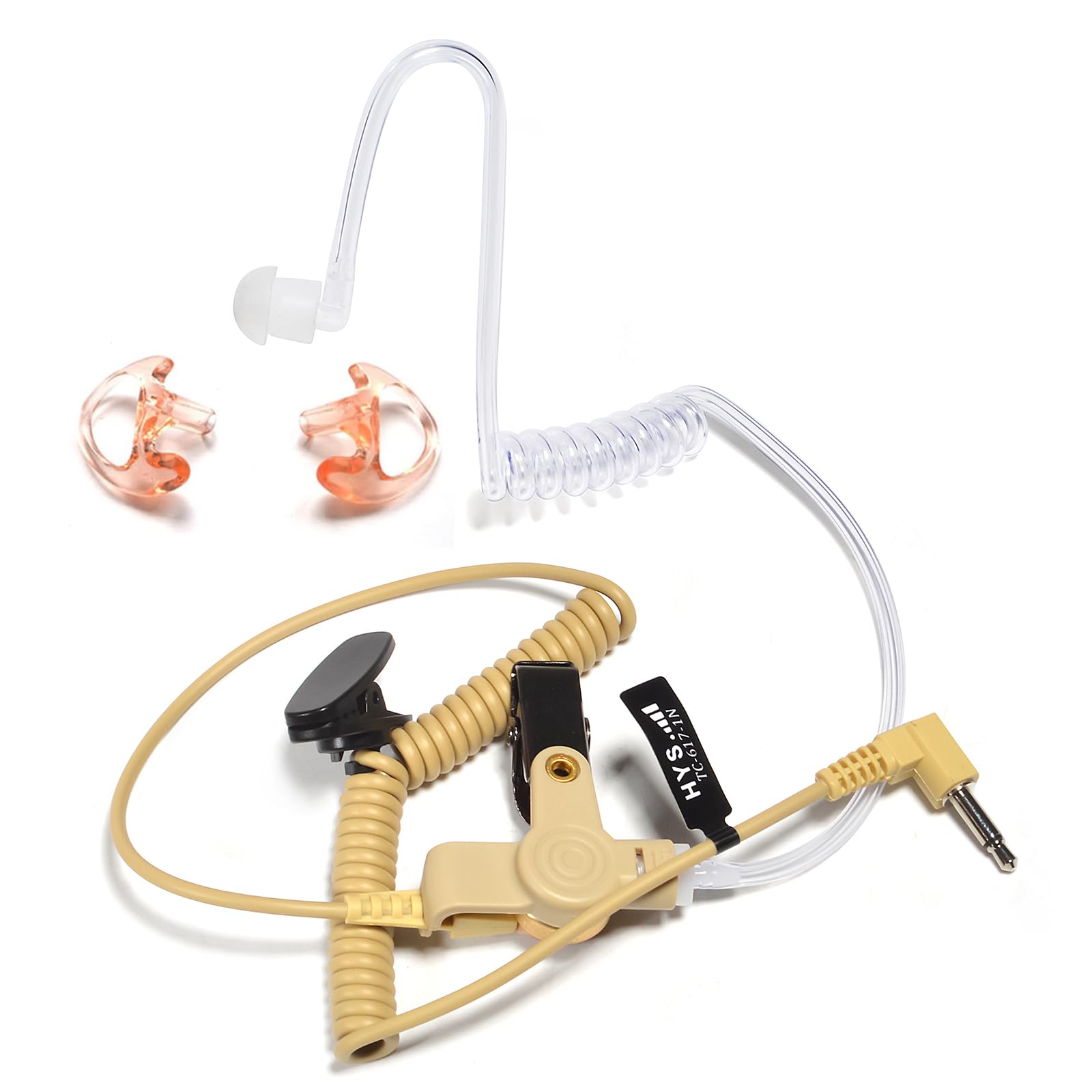 3.5mm Acoustic Tube Earpiece with Soft Silicone Earbuds - Surveillance & Police Radio Headset for Motorola, Vertex, Hytera, Icom - Compatible with Shoulder Speaker Mic - Ideal for Security, Law Enforcement & Discreet Monitoring