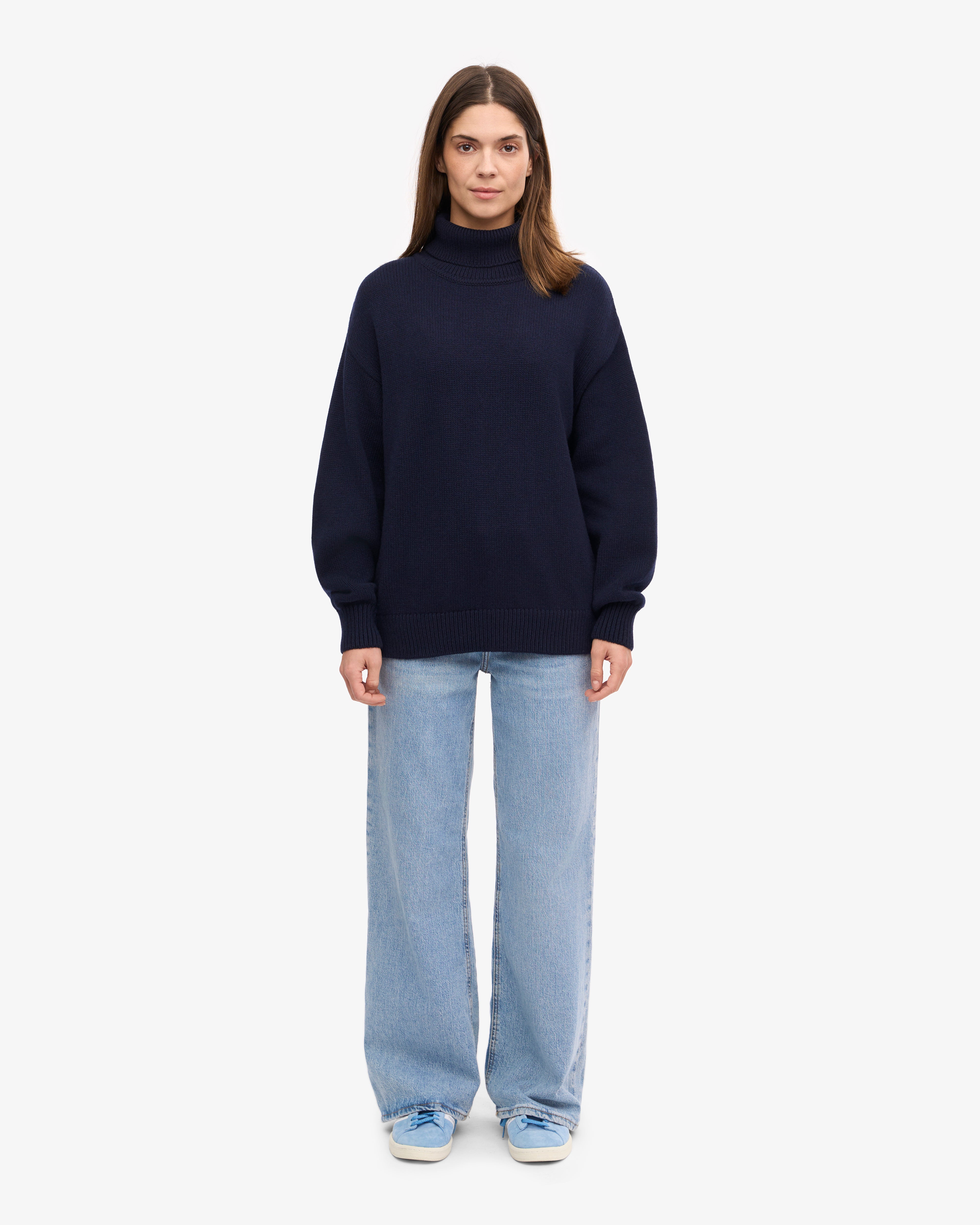 Premium Merino Wool Turtleneck Sweater for Men & Women - Soft & Warm Navy Blue Pullover - Perfect for Winter, Office & Casual Wear