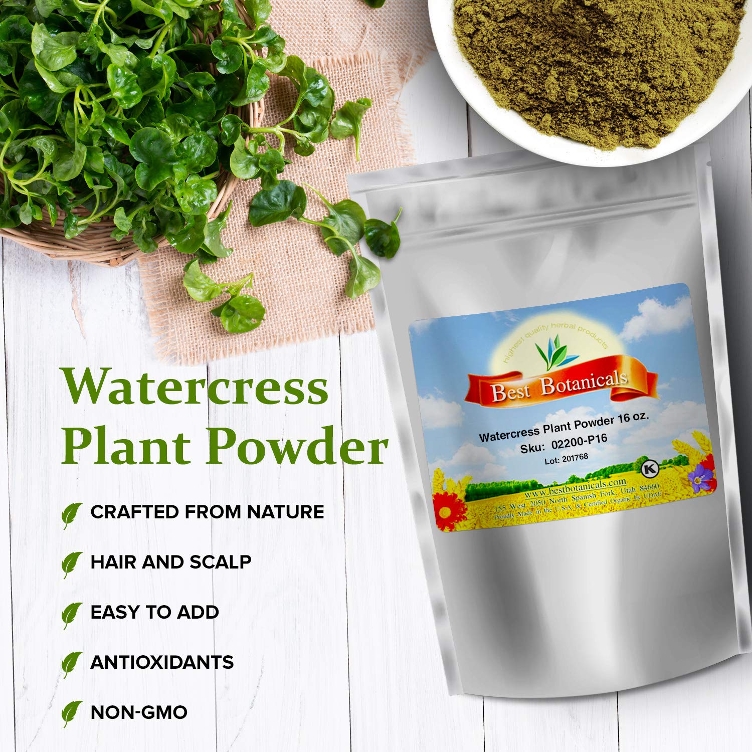 Best Watercress Powder 16 oz - Organic Superfood Supplement for Smoothies, Detox & Immune Support - Premium Botanicals Extract for Health & Wellness