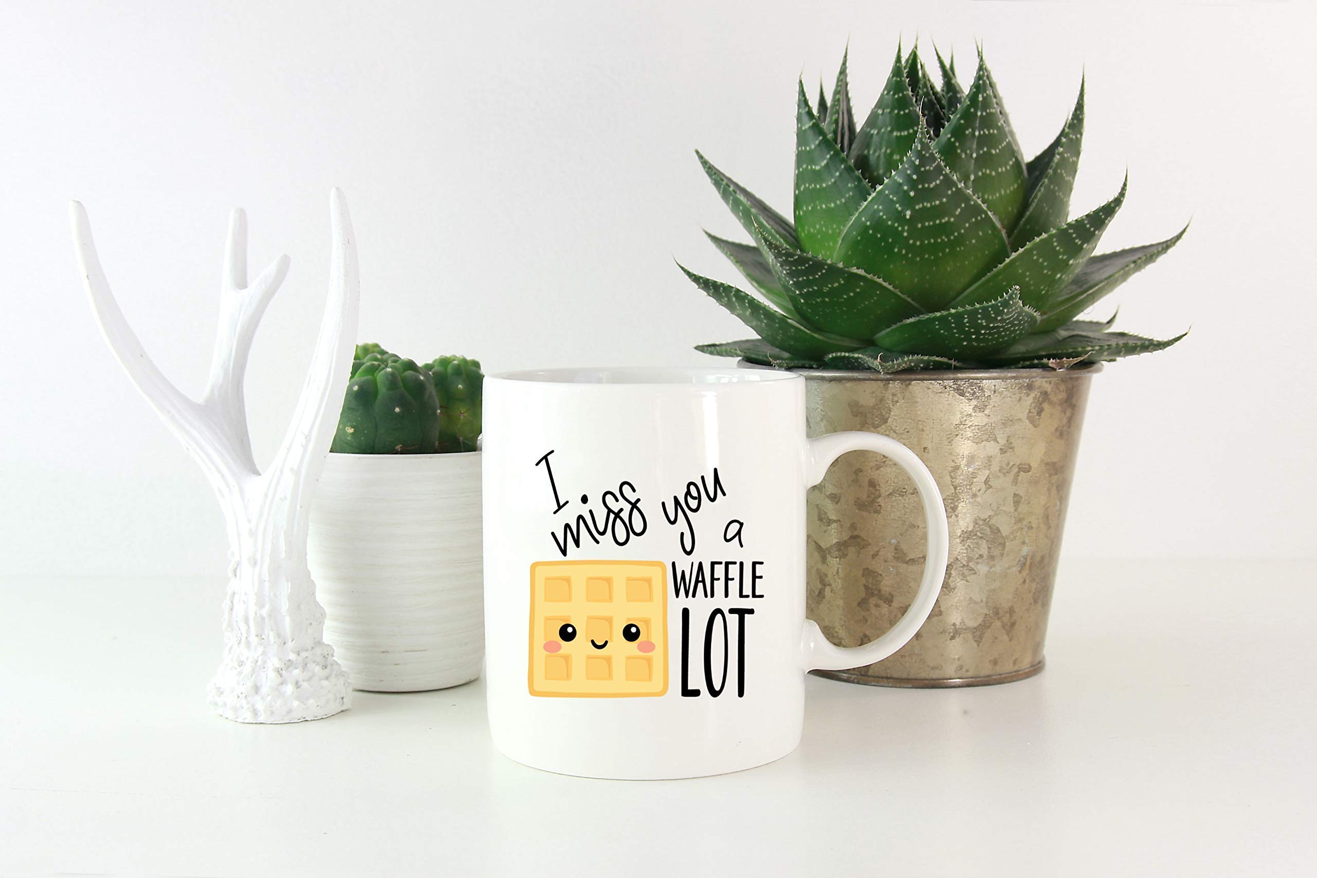 I Miss You A Waffle Lot Coffee Mug - Funny Valentine's Day Gift for Couples, Best Friends & Family - Perfect for Coffee, Tea & Hot Chocolate at Home or Office