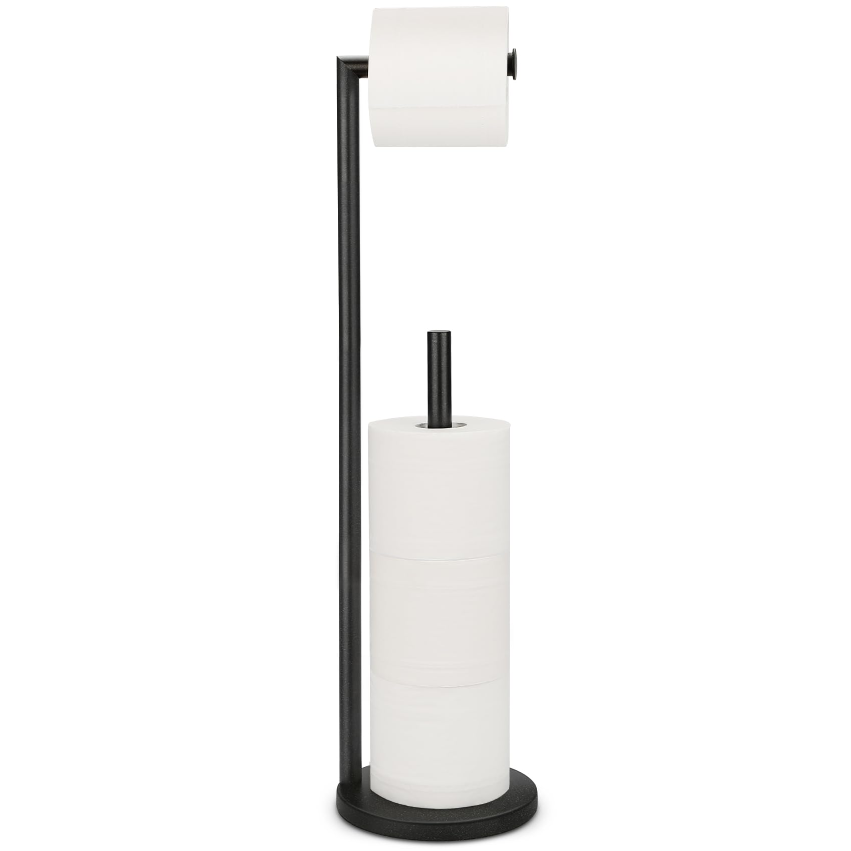 Black Galaxy Free Standing Toilet Paper Holder Stand - Rustproof Bathroom Storage for 4 Rolls | Space-Saving Bathroom Organizer for Home, Apartment & RV Use