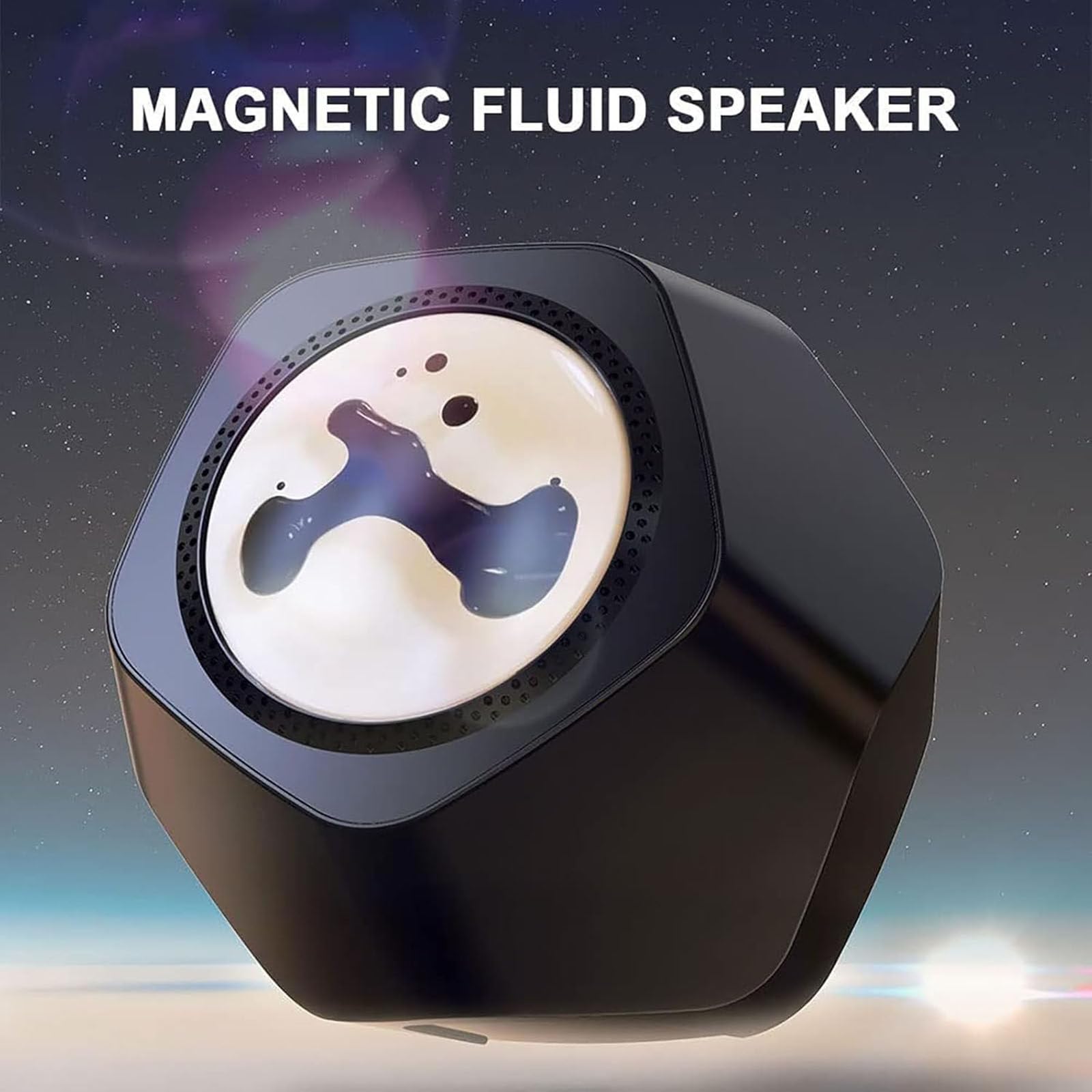 Ferrofluid Speaker with Sound Visualizer - Dancing Ferrofluid Toy that Moves to Music Rhythm | Symbiote in a Bottle Desk Display Lamp | Perfect for Office Decor, Science Gifts & Music Visualization
