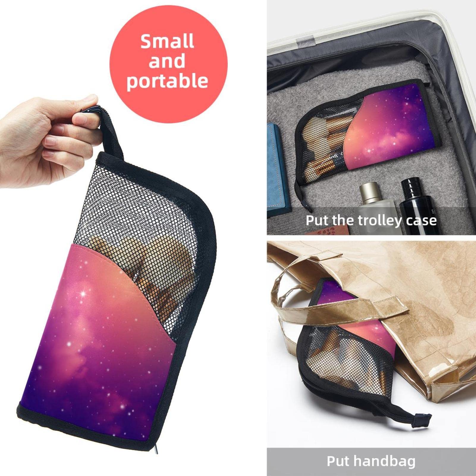 Premium 12-Piece Makeup Brush Organizer Bag with Stars & Galaxy Design - Portable Cosmetic Brush Holder Case for Travel, Home, and Professional Makeup Artists