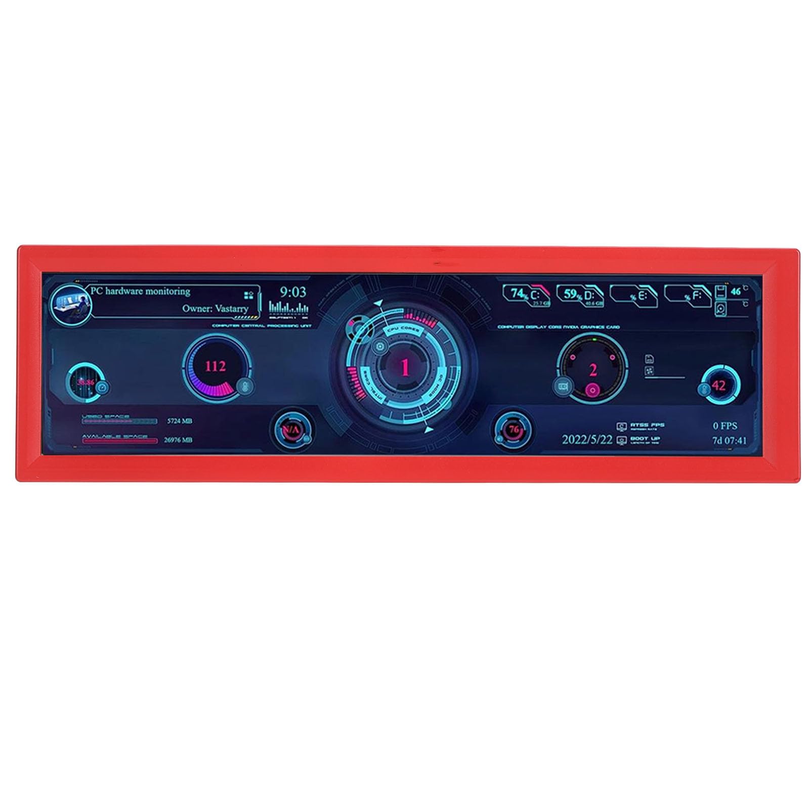 **Annadue 8.8 Inch IPS PC Sensor Panel Display - External CPU Hardware Temperature Monitor, Mini Secondary Screen for Windows, Linux & Raspberry Pi (Red) - Perfect for Gaming Rigs, Workstations & DIY PC Builds**