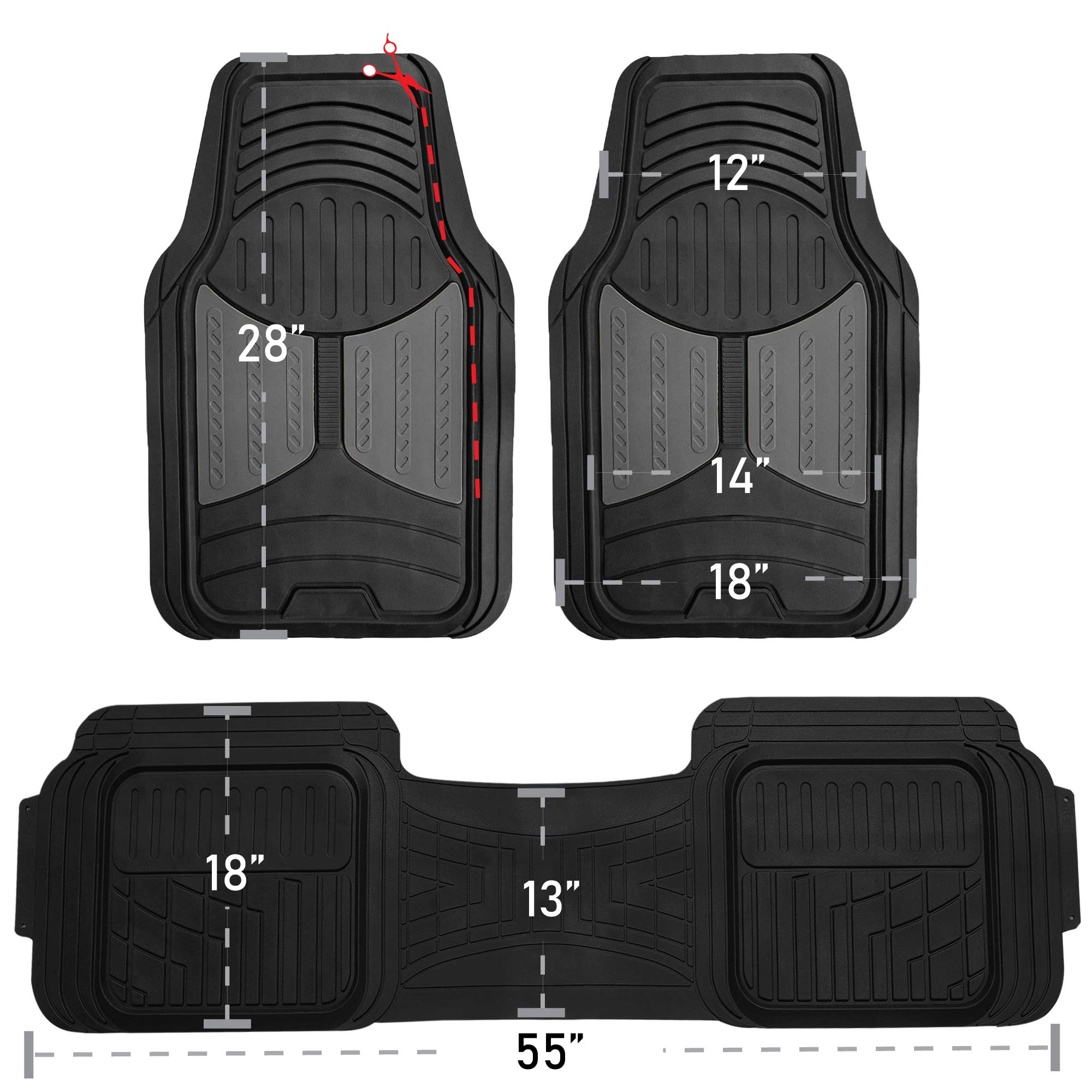 FH Group Climaproof™ Heavy Duty Rubber Car Floor Mats - Universal Fit for Sedan, SUV & Truck - Trimmable Full Blue Set with Combo Small Car Seat Cover | All-Weather Protection for Driving, Commuting & Road Trips