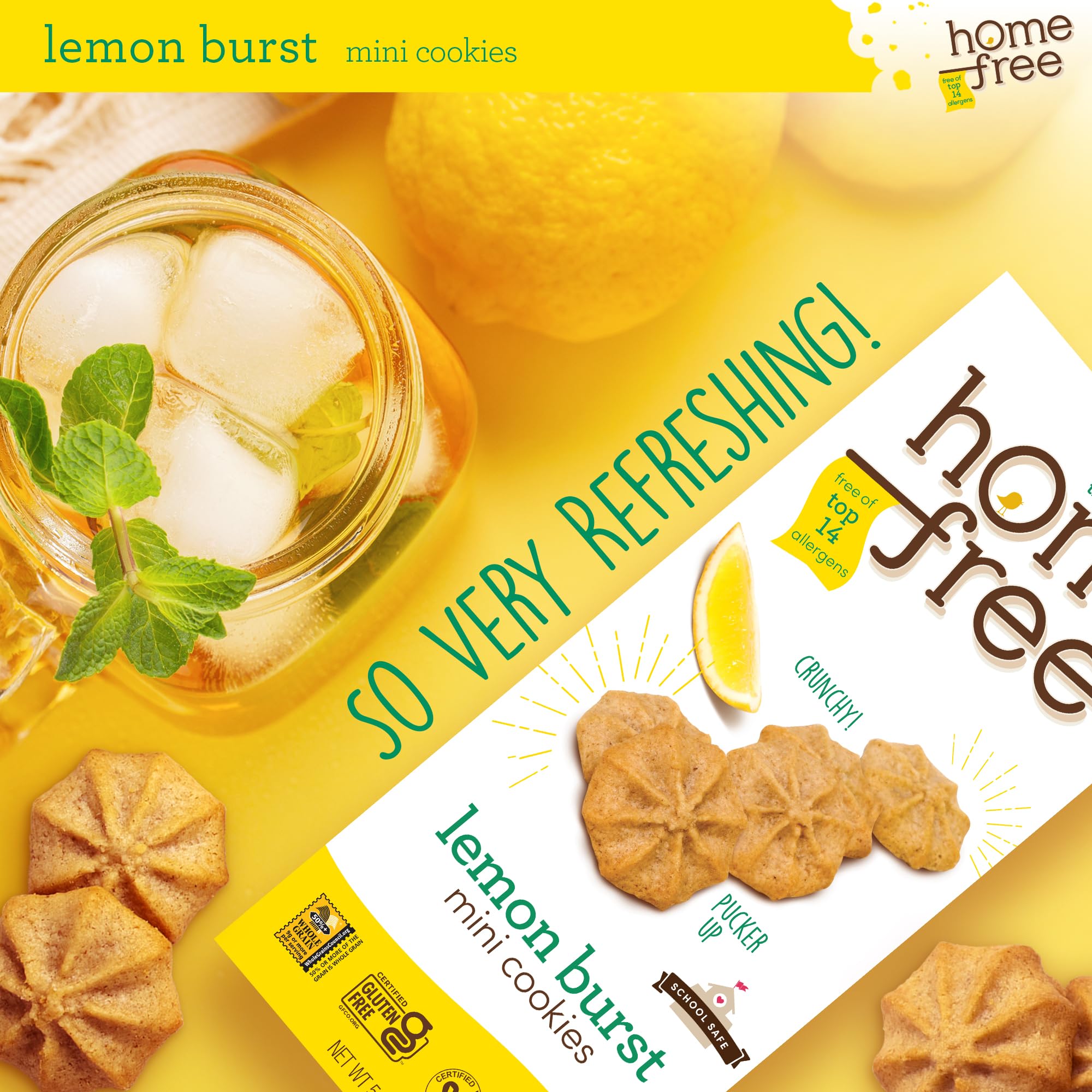 Gluten Free Vegan Lemon Cookies - Nut Free, Allergy Friendly Snacks for School & Travel - 5 Oz, Made in USA