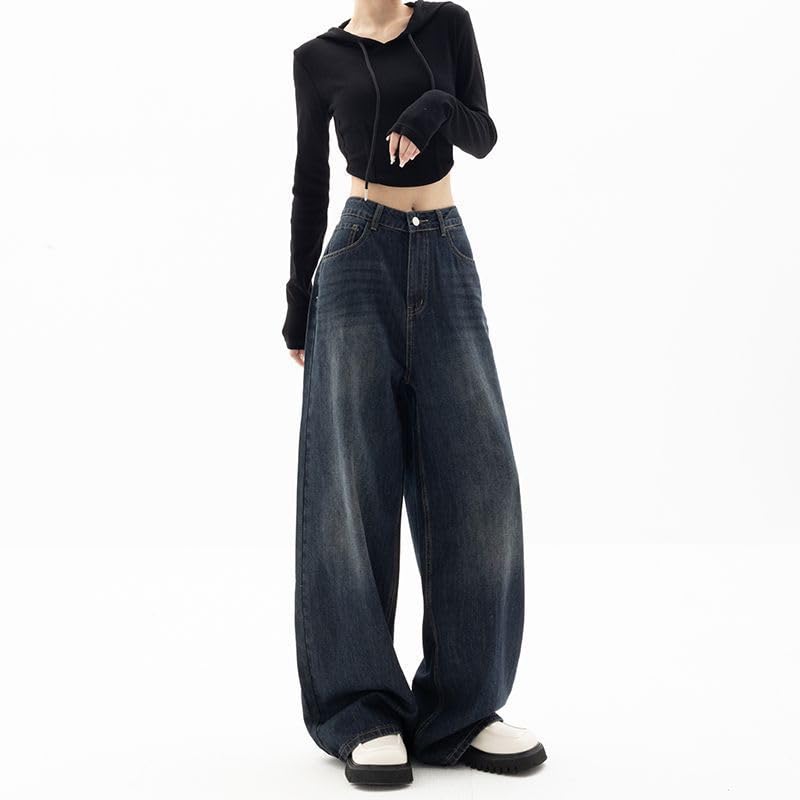 YELLOOP Y2K Women's Baggy Jeans - High Waisted Wide Leg Denim Pants for 2023 Fall Fashion | Trendy Retro Streetwear for Casual Outfits & Night Out