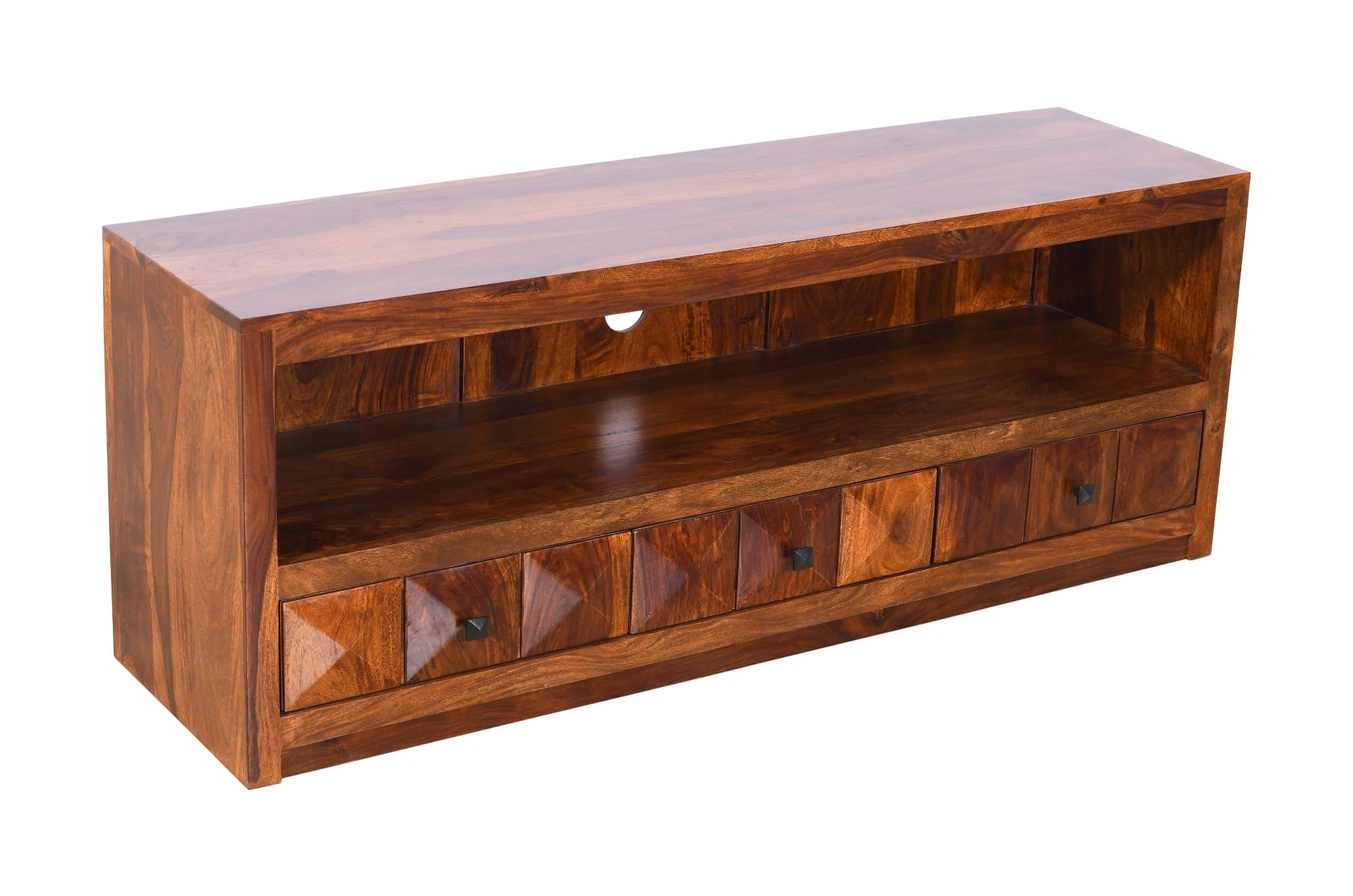 Premium Diamond Indian Sheesham Solid Wood TV Stand Entertainment Center - 57