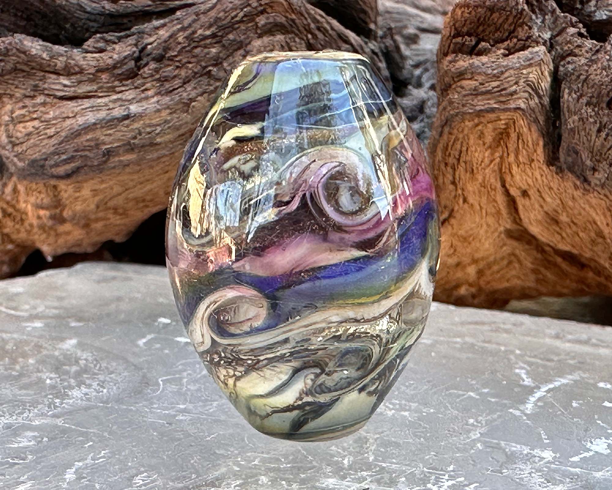 Handmade Blue Organic Lampwork Glass Focal Bead - SRA Certified for Jewelry Making, DIY Crafts, and Beading Projects | Perfect for Necklaces, Bracelets, and Earrings