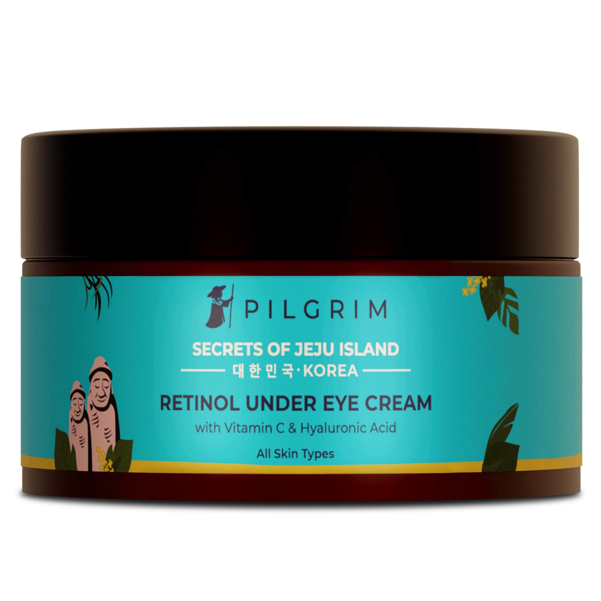 Pilgrim Korean Retinol Under Eye Cream for Dark Circles, Puffiness & Fine Lines - Vitamin C & Hyaluronic Acid Eye Treatment for Women & Men | 30g | Reduce Wrinkles & Brighten Under Eyes | Day & Night Skincare Routine