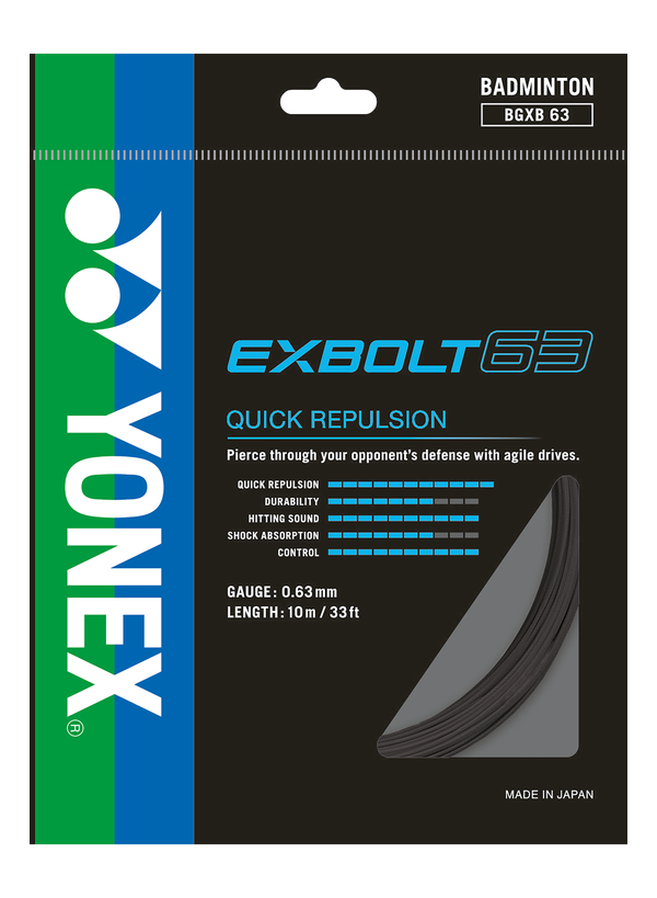 Yonex Exbolt63 Badminton String - High-Performance Racket String for Professional & Recreational Players | Perfect for Tournaments & Casual Play