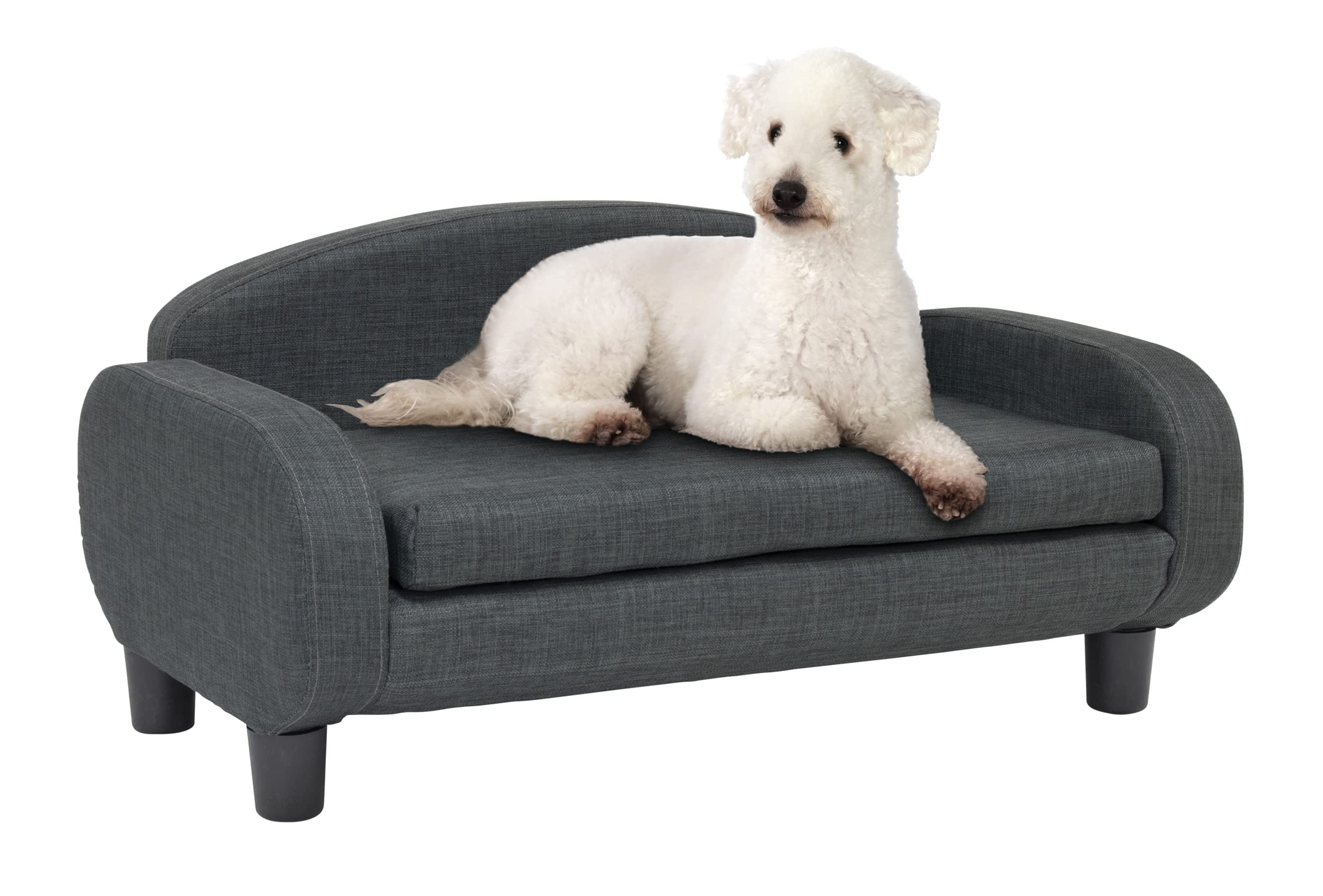 Paws & Purrs Modern Pet Sofa - 31.5 Inch Wide Low Back Dog Cat Bed with Removable Washable Cover (Espresso/Gray) - Perfect for Living Room, Bedroom & Pet-Friendly Spaces