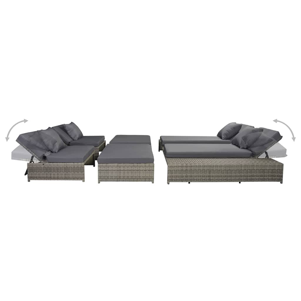 15-Piece Gray Poly Rattan Outdoor Lounge Set with Glass Table - Perfect for Backyards, Porches, Gardens & Poolside Patio Furniture