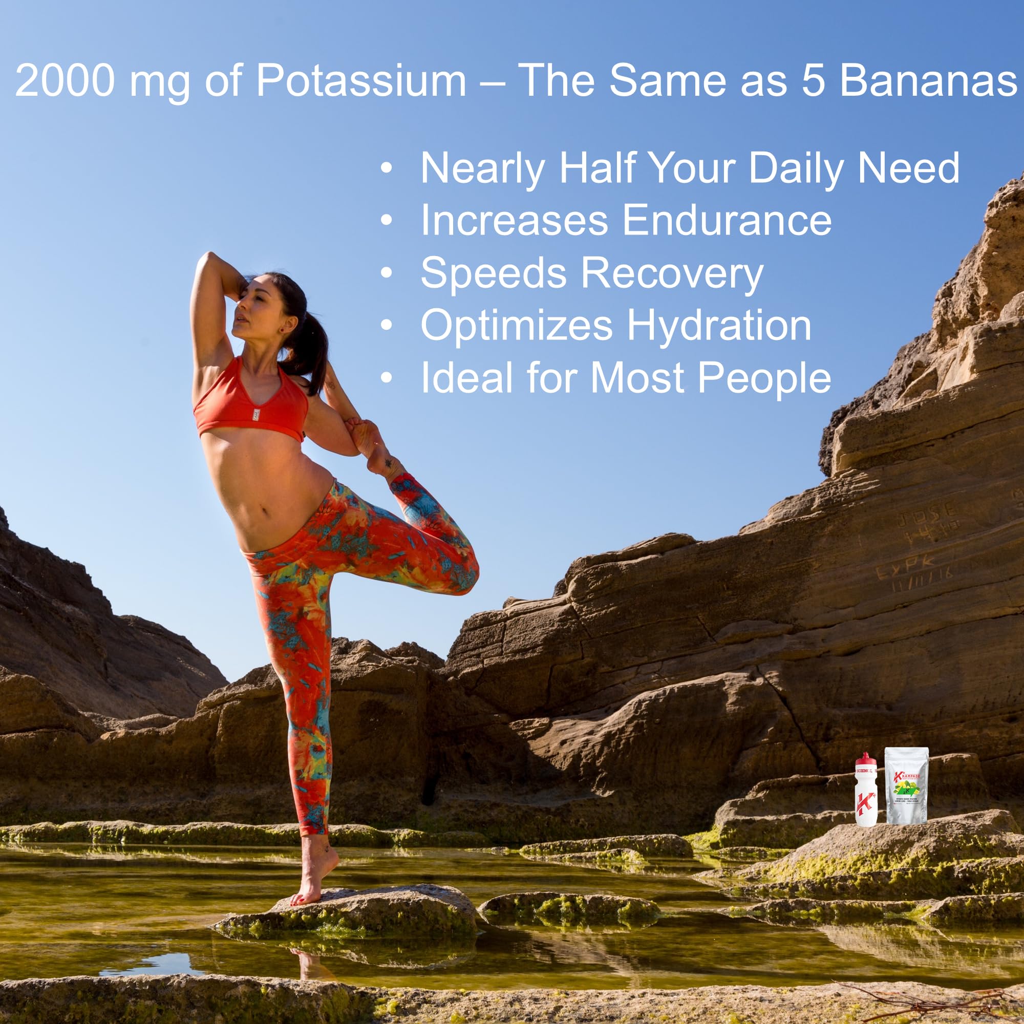 Electrolytes Powder with 2000mg Potassium (K+) - 2X More Than Coconut Water | Muscle Cramp Relief & Hydration Supplement | Portable Powder Packets for Athletes, Workouts & Outdoor Activities