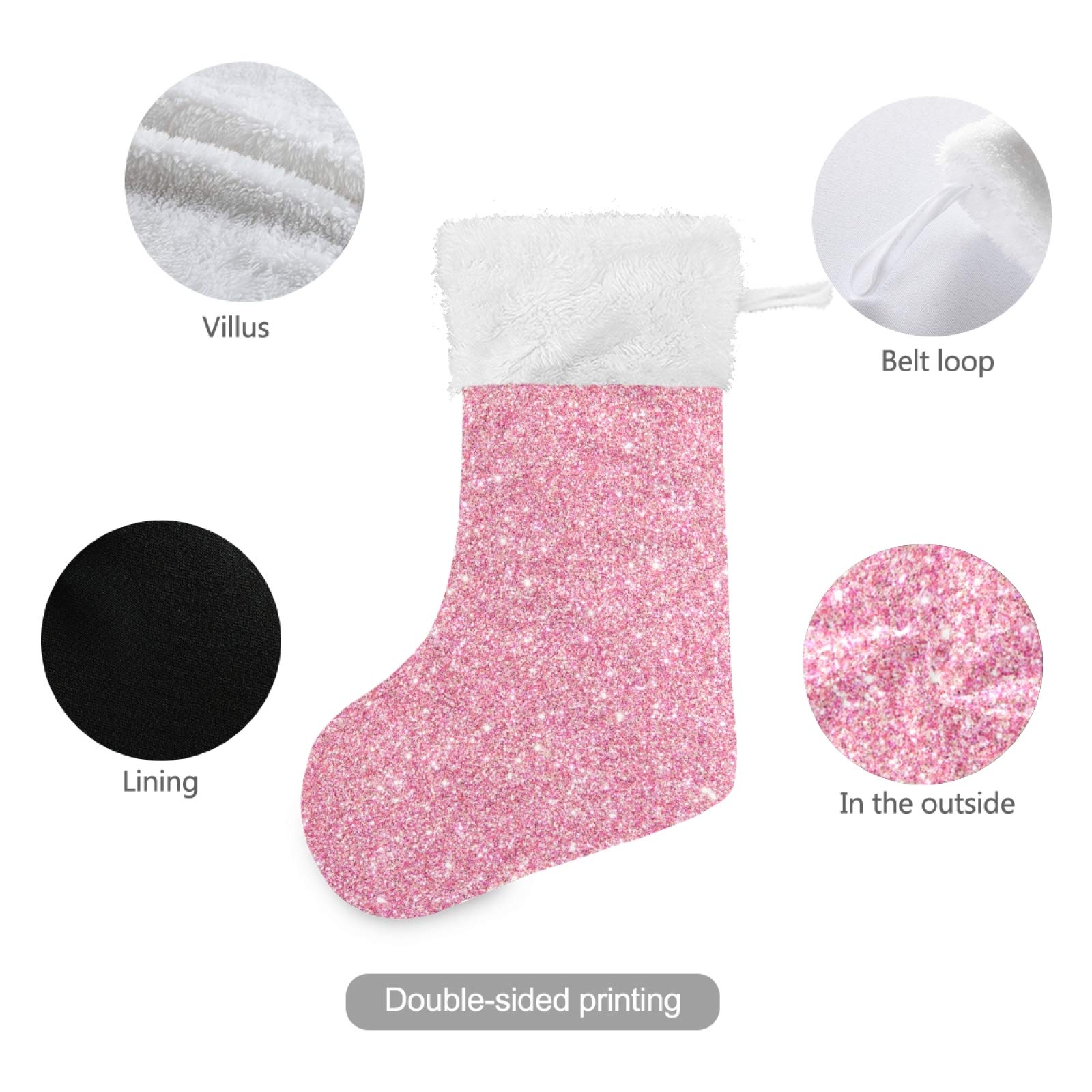 Personalized Large 18 Inch Pink Glitter Christmas Stockings with Snowflake Design - Cute Holiday Decor for Xmas Tree, Fireplace Mantel & Family Party Gifts