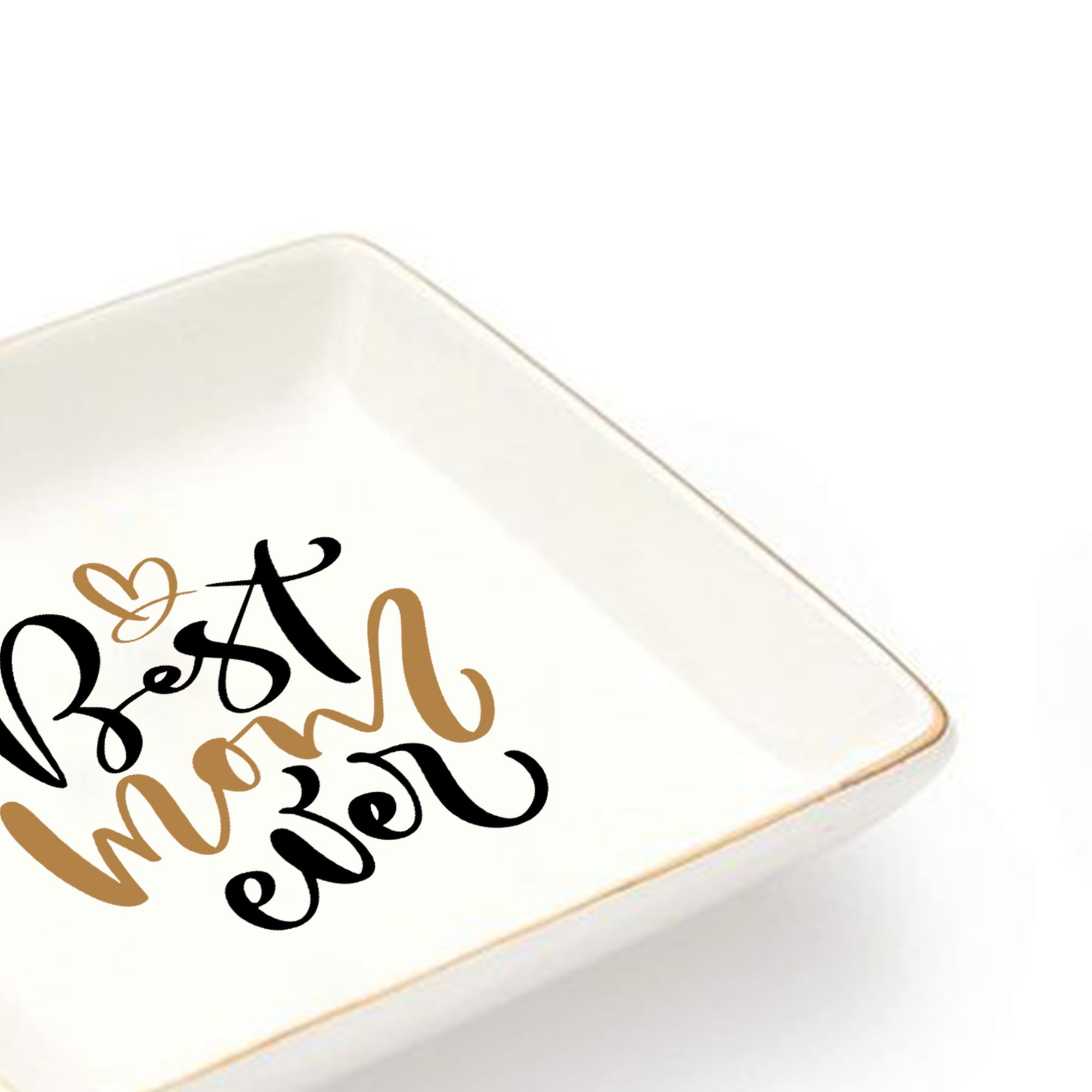 LADY&HOME Ceramic Trinket Dish for Mom - Elegant Jewelry & Ring Holder, Perfect Mother's Day Gift, Birthday Present for Women - Ideal for Bedroom Dresser, Bathroom Vanity & Entryway Organization