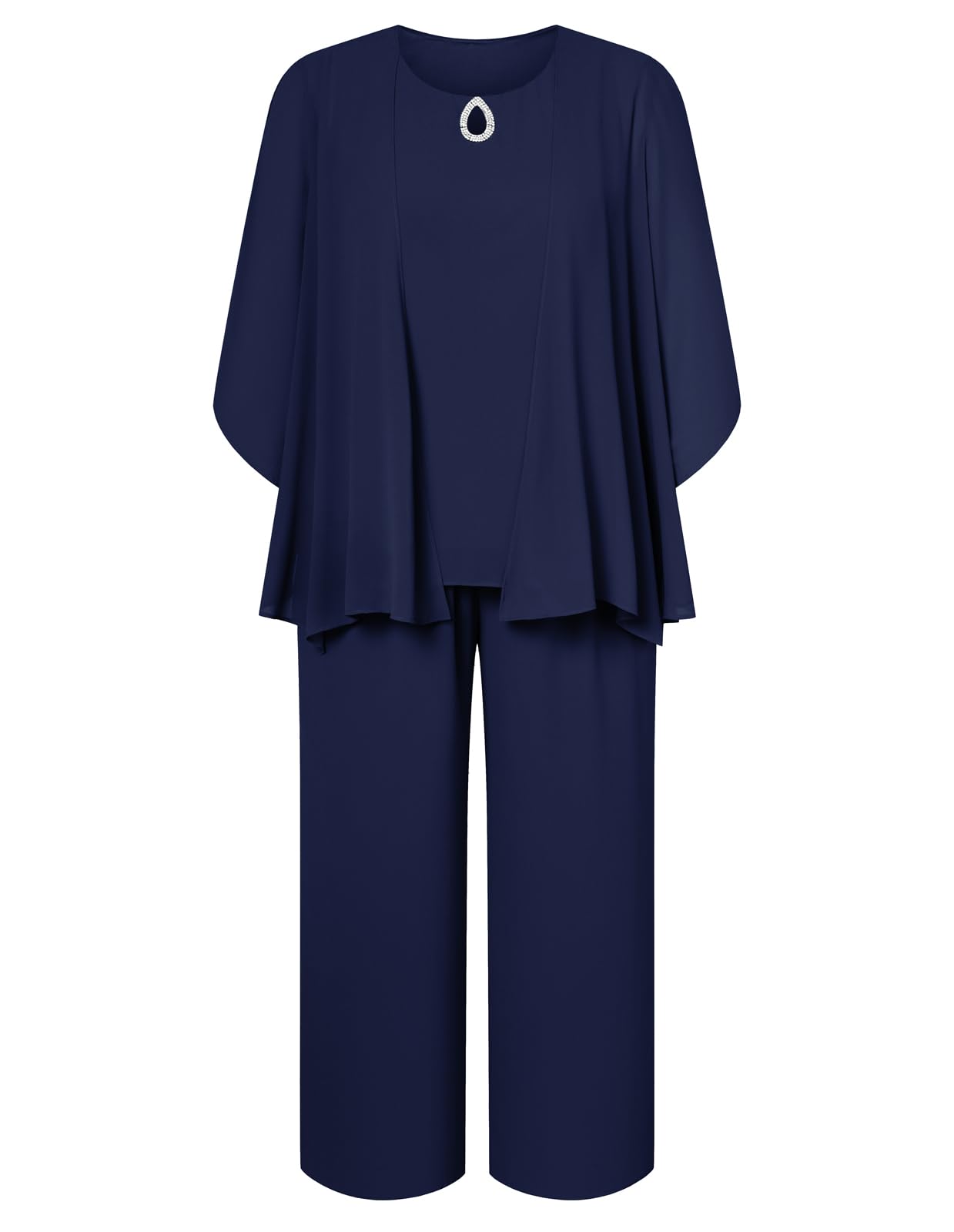 Hanna Nikole Plus Size 3-Piece Pantsuit Set for Women - Elegant Mother of The Bride Outfit & Wedding Guest Attire | Perfect for Formal Events, Evening Parties & Special Occasions