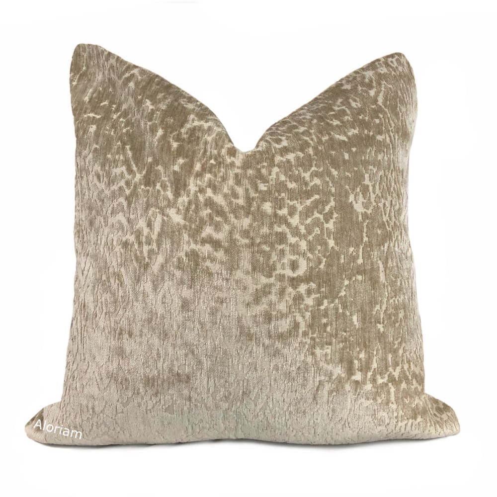 Regis Driftwood Brown Leopard Textured Chenille Pillow Cover - Soft Decorative Throw Pillow Case for Living Room, Bedroom, Sofa & Couch - 18x18 Inches