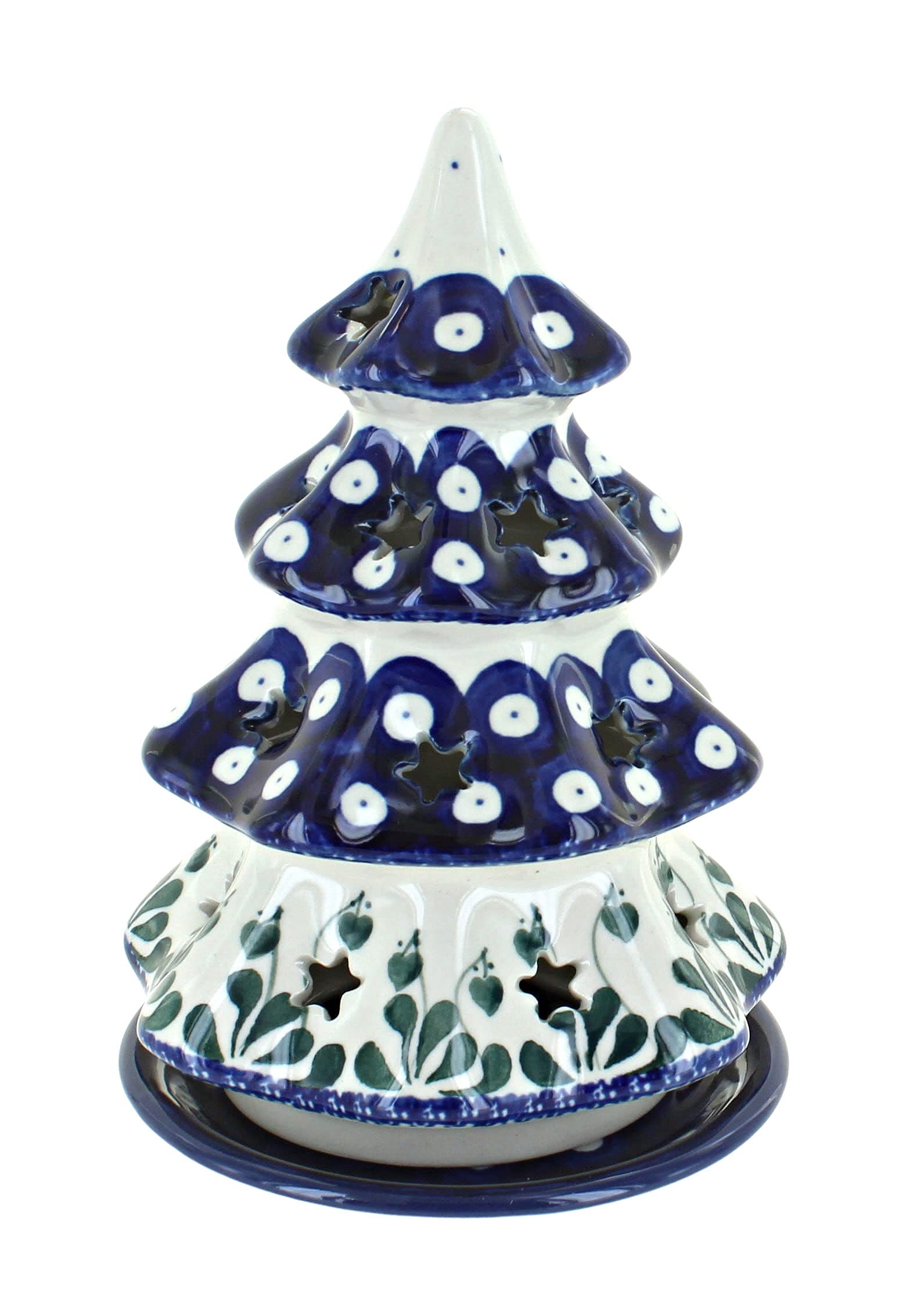 Blue Rose Polish Pottery Alyce Medium Christmas Tree Luminary - Handmade Ceramic Holiday Decor for Christmas, Home & Tabletop Decoration - Perfect for Fireplace, Mantel, and Seasonal Display