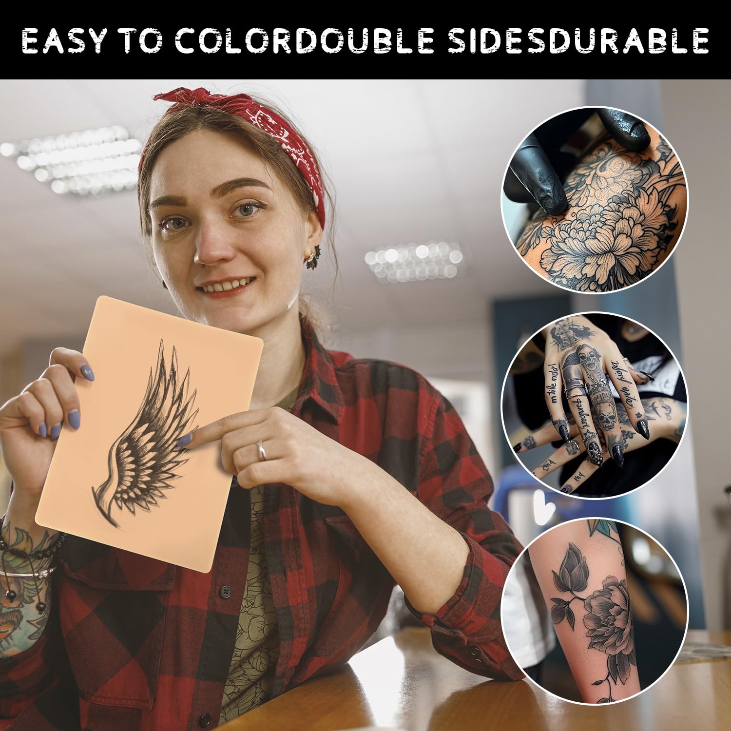 6Pcs 3MM Tattoo Practice Skin - Double Sided Fake Skin for Beginners & Artists (6×8