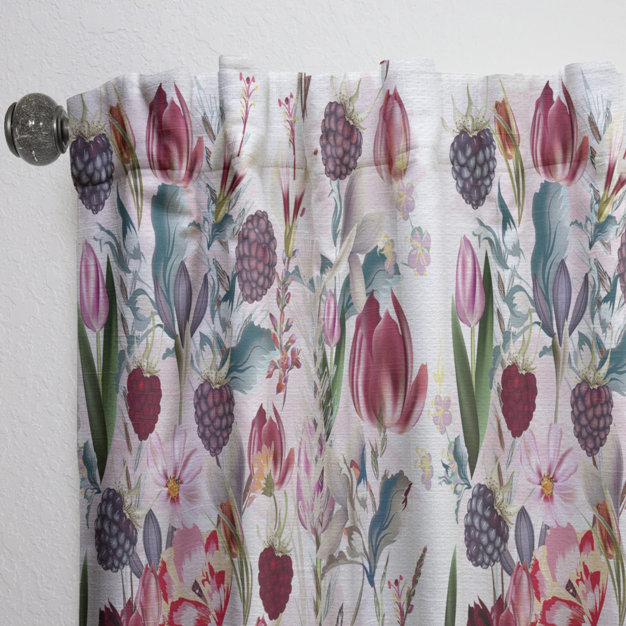 DesignQ Floral Curtains - Thermal Insulated Single Panel (52x120 Inches) for Bedroom & Living Room | Spring Flower Pattern Window Drapes for Home Decor & Light Blocking
