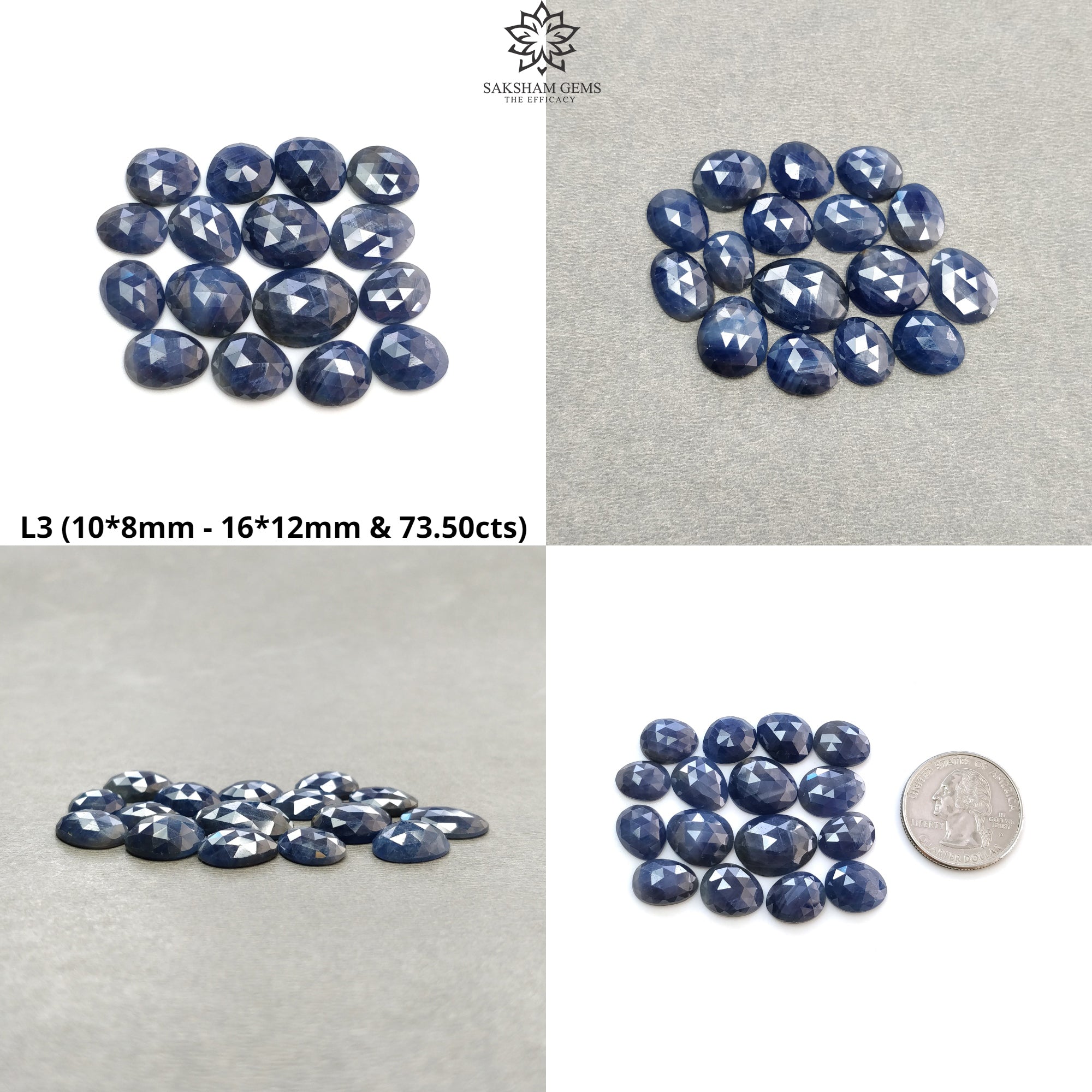Natural Untreated Blue & Multi-Color Sapphire Gemstone - Rose Cut Egg Shape Loose Stones for Jewelry Making, Engagement Rings & Healing Crystals
