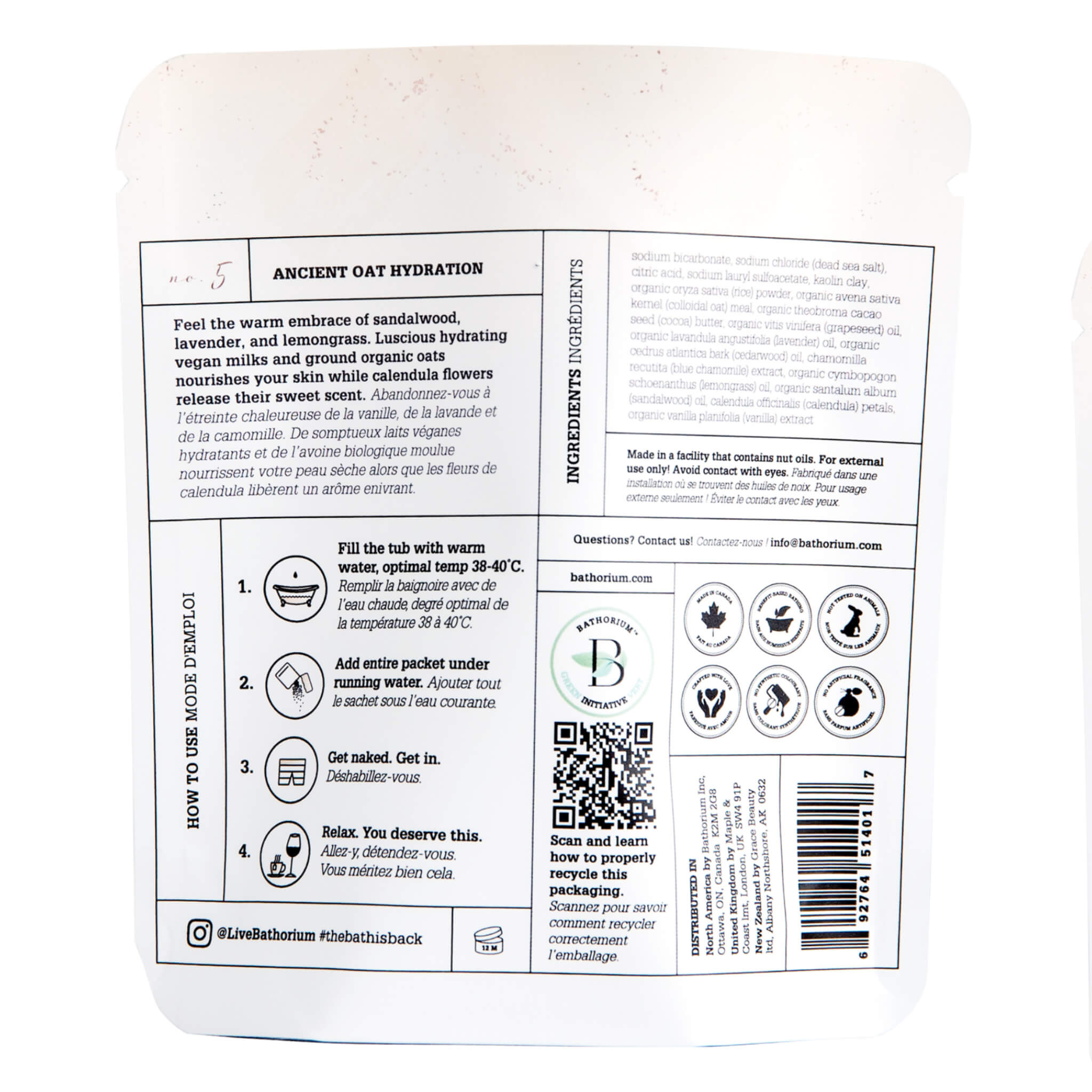 Ancient Oat Hydration Bath Crush - Soothing & Moisturizing Oatmeal Bath Soak for Dry, Sensitive Skin - Relaxing Spa Treatment at Home for Eczema & Psoriasis Relief