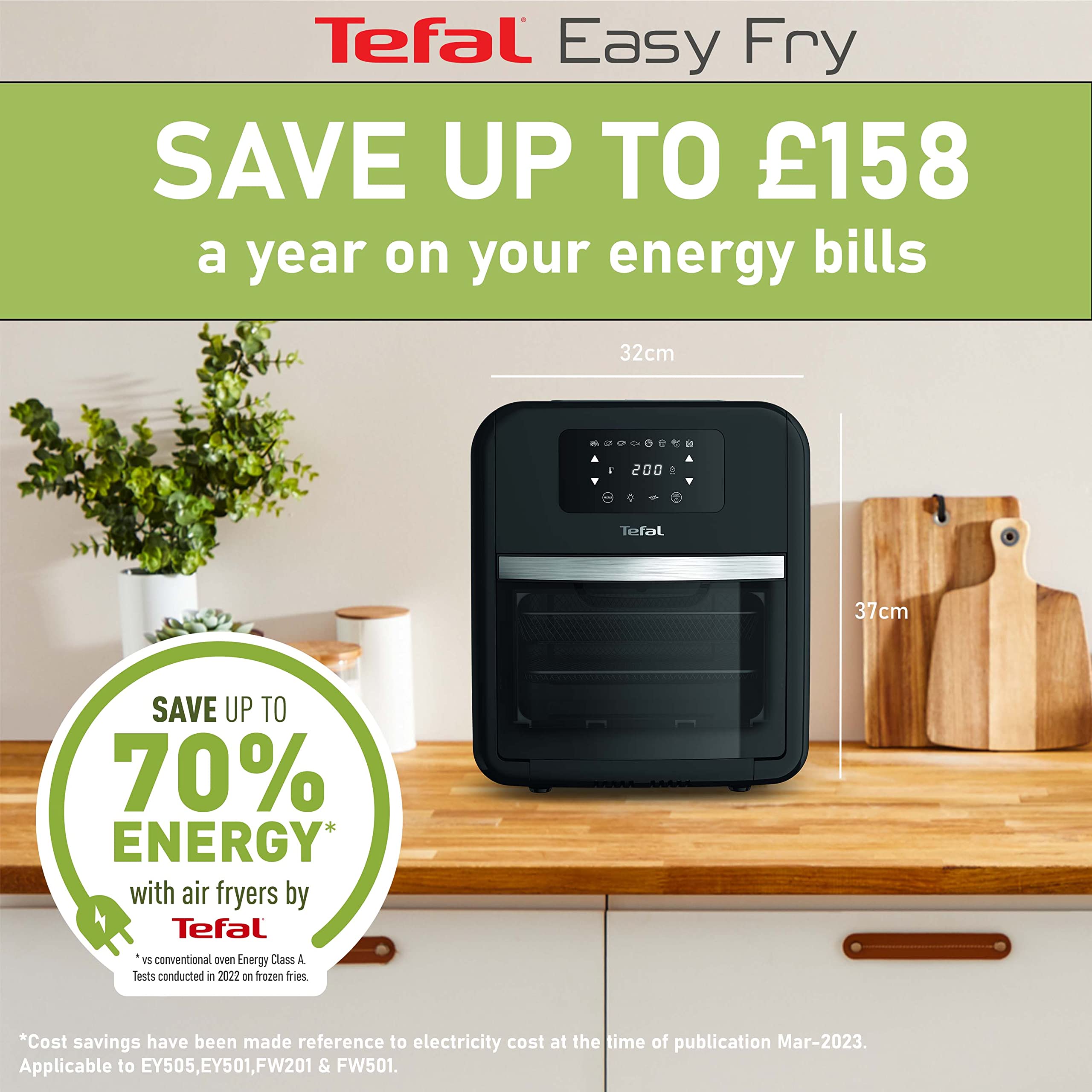 Tefal Easy Fry 9-in-1 11L Air Fryer Oven with Grill & Rotisserie - 8 Cooking Programs (Dehydrate, Roast, Bake, Toast) | 2000W Black FW501 | Perfect for Healthy Frying, Family Meals & Party Cooking