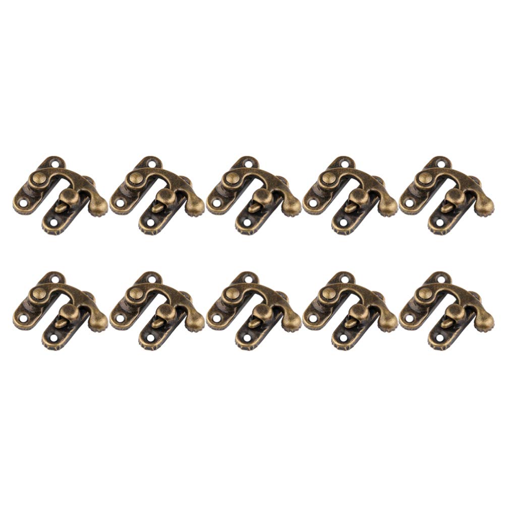 Vintage Jewelry Box with 25pcs Antique Brass Hook Clasps - Right Hook Hasp Metal Horn Lock for Wedding, Wooden & Jewelry Boxes - Perfect for Vintage Style Home Decor & Gift Packaging