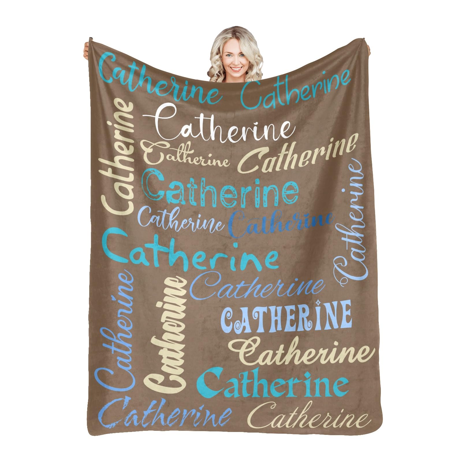 Personalized Flannel Throw Blanket with Custom Name - 30x40 Inch Cozy Gift Blanket for Christmas, Anniversary & Birthday Presents (Brown) - Perfect for Couples, Family & Home Decor