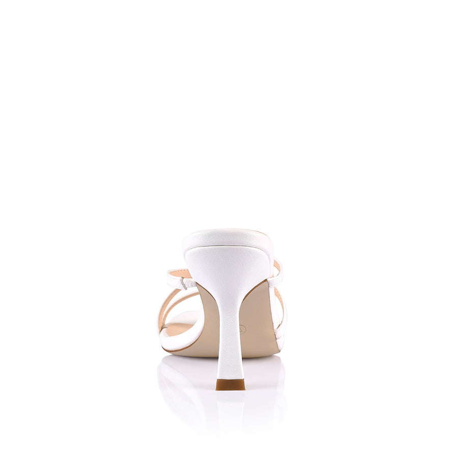 White Smooth Peanut Strappy Mules - Comfortable Summer Slides for Women, Beach Walking & Casual Outfits