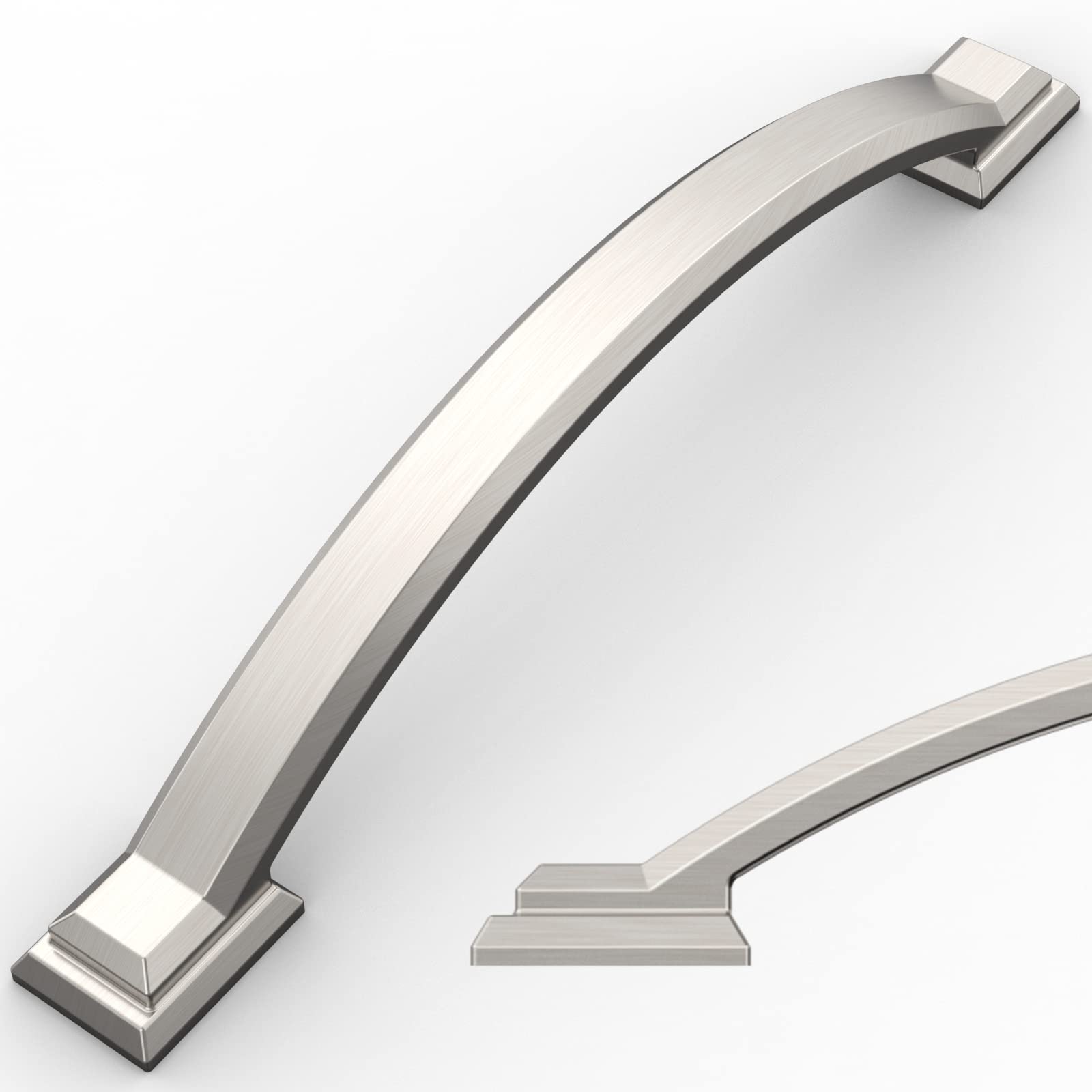 Amerdeco 15 Pack Brushed Satin Nickel Cabinet Pulls 5 Inch (128mm) Hole Centers - Modern Kitchen Cabinet Handles & Bathroom Drawer Pulls for Dressers, Cabinets & Furniture (ZH0016) - Perfect for Home Renovation & DIY Projects
