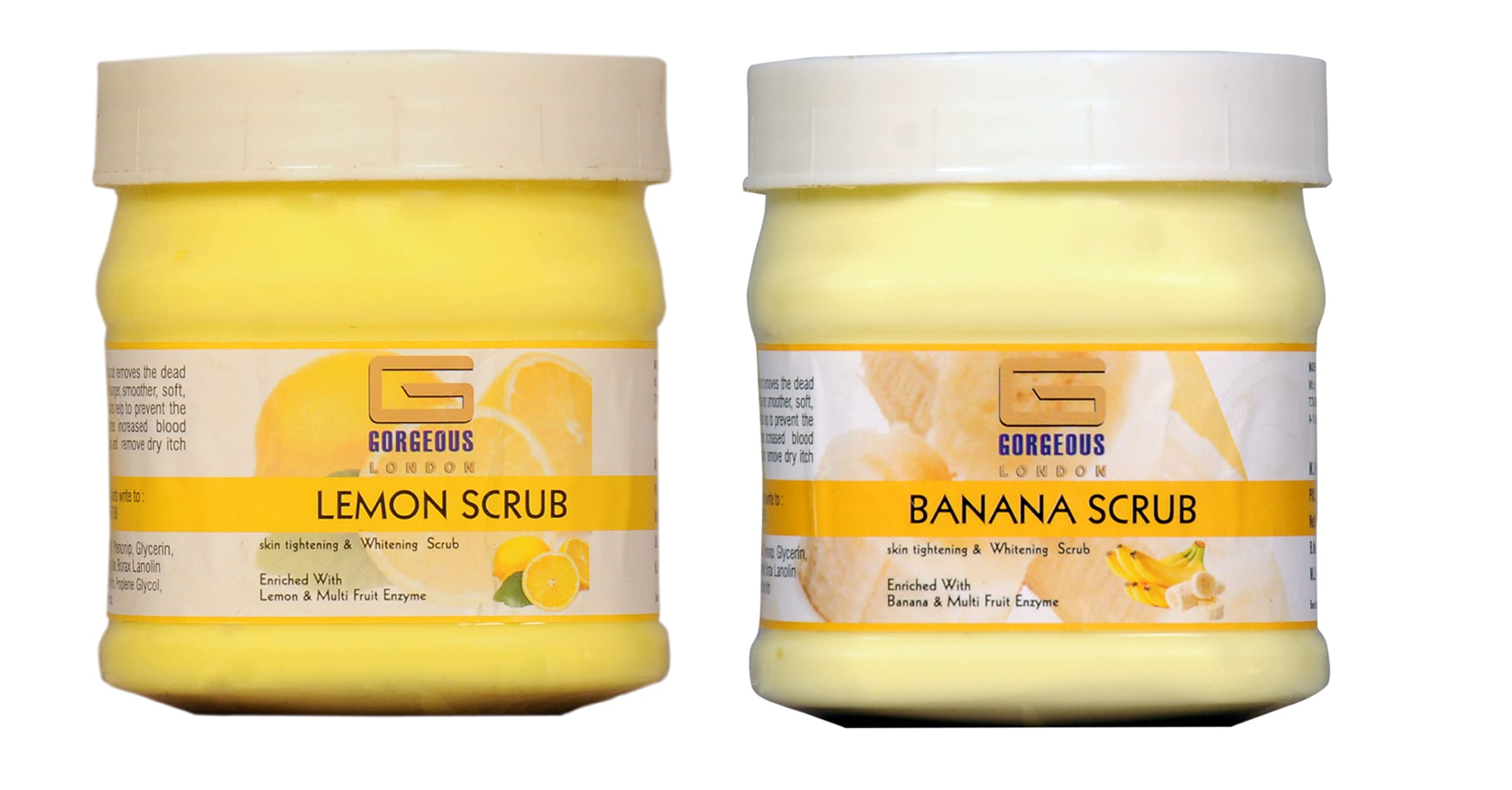 Exfoliating London Lemon & Banana Body Scrub Duo - 2 Pack (450ml Each) for Smooth, Glowing Skin - Perfect for Spa Days & At-Home Skincare Routines