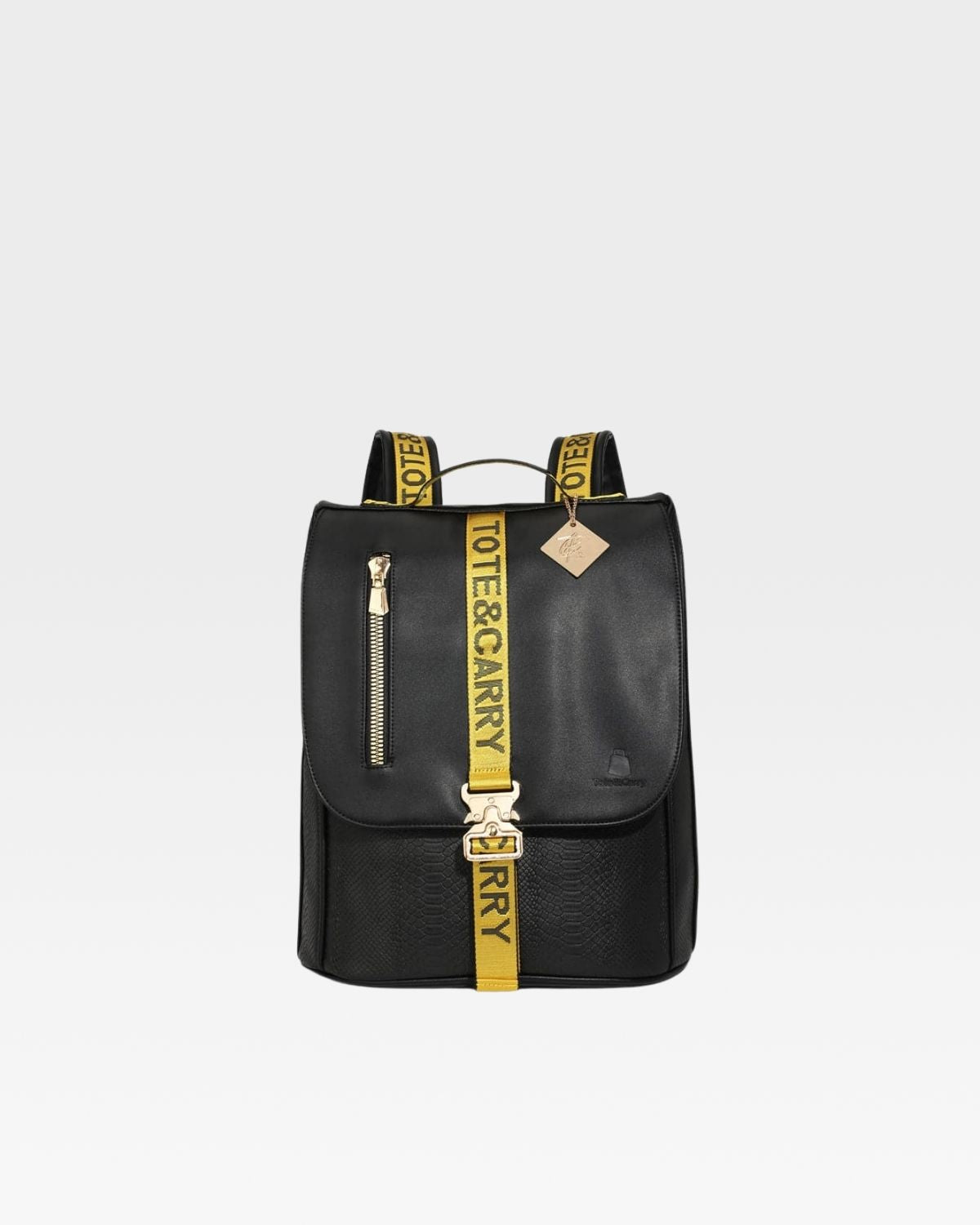 Black & Yellow Caution Tape Backpack & Roller Duffle Set - Heavy Duty Travel Luggage for Work, Gym, and Outdoor Adventures