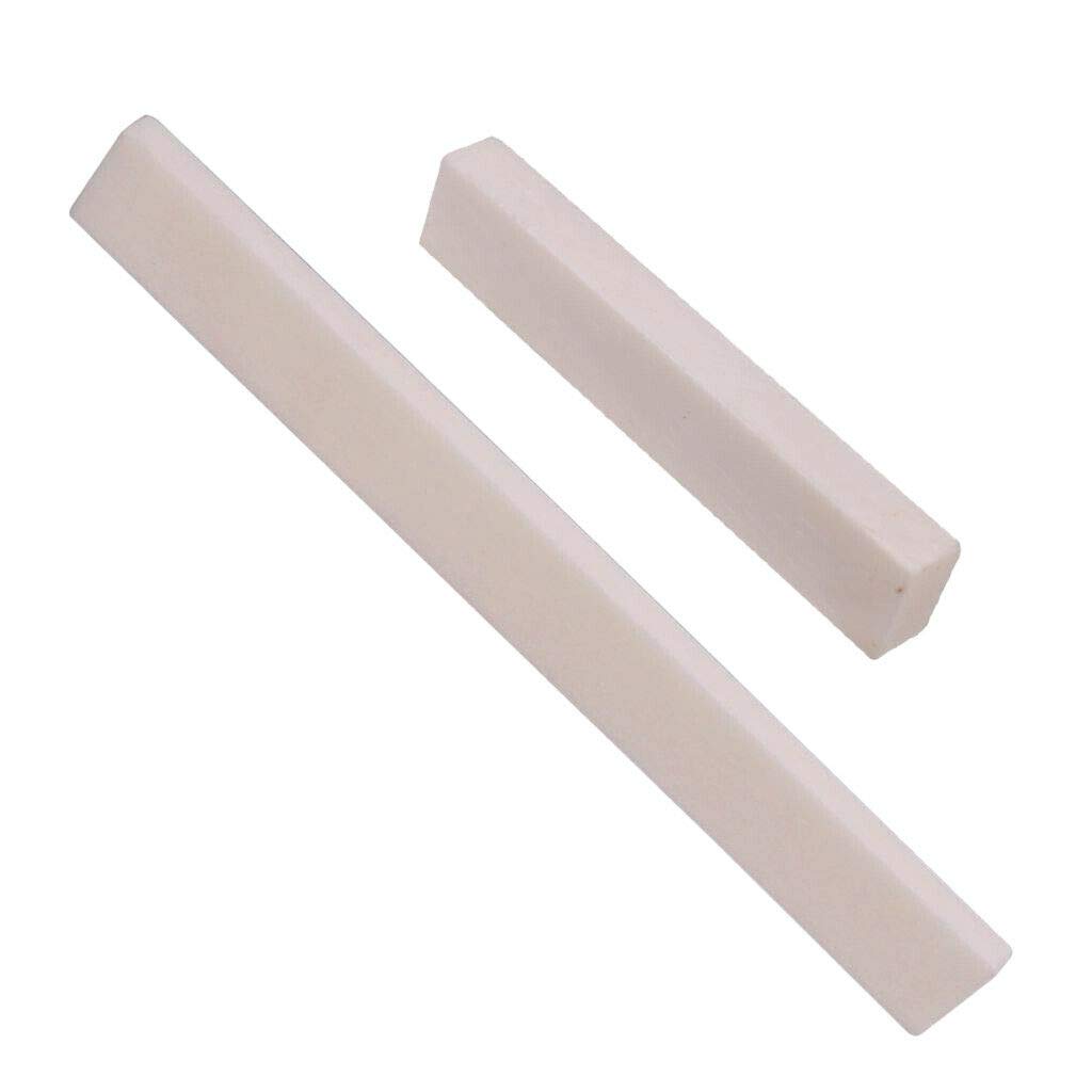 2-Pack Blank Bridge Bone Guitar Nuts & Saddle Set for Classical/Acoustic Guitar & Bass | Premium Replacement Parts for Guitar Repair & Maintenance | Perfect for DIY Luthiers & Musicians