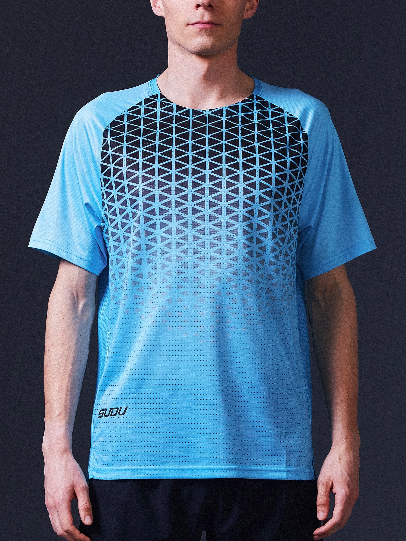 SRT SS 01 Men's Light Blue & Black Short Sleeve T-Shirt - Comfortable Casual Tee for Summer, Gym, and Everyday Wear