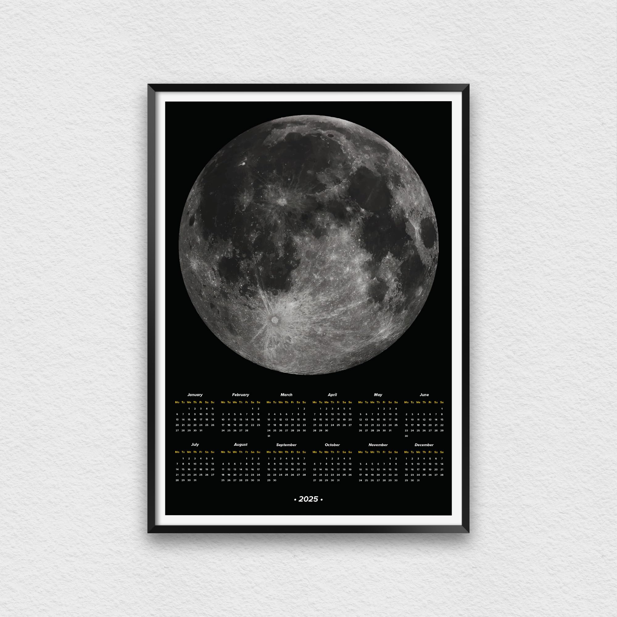 2025 Moon Phase Calendar with Lunar Phases - Perfect for Wall Decor, Office Planning & Astronomy Enthusiasts