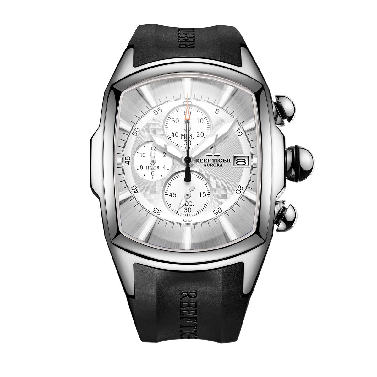 Reef Tiger Men's Big Sport Watch - Waterproof Chronograph with Date Function & Rubber Strap RGA3069-T - Perfect for Diving, Swimming & Outdoor Adventures