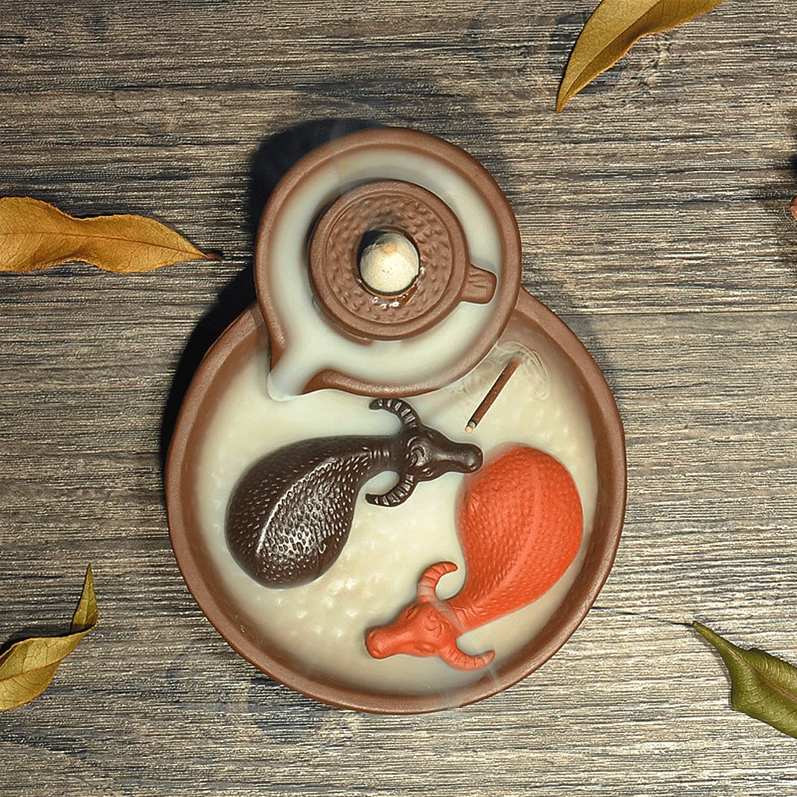 Ceramic Backflow Incense Burner with Waterfall Effect - 5.1×3.9×1.7 Inch Zen Home Decor for Aromatherapy, Meditation & Relaxation - Perfect for Living Room, Bedroom and Yoga Space