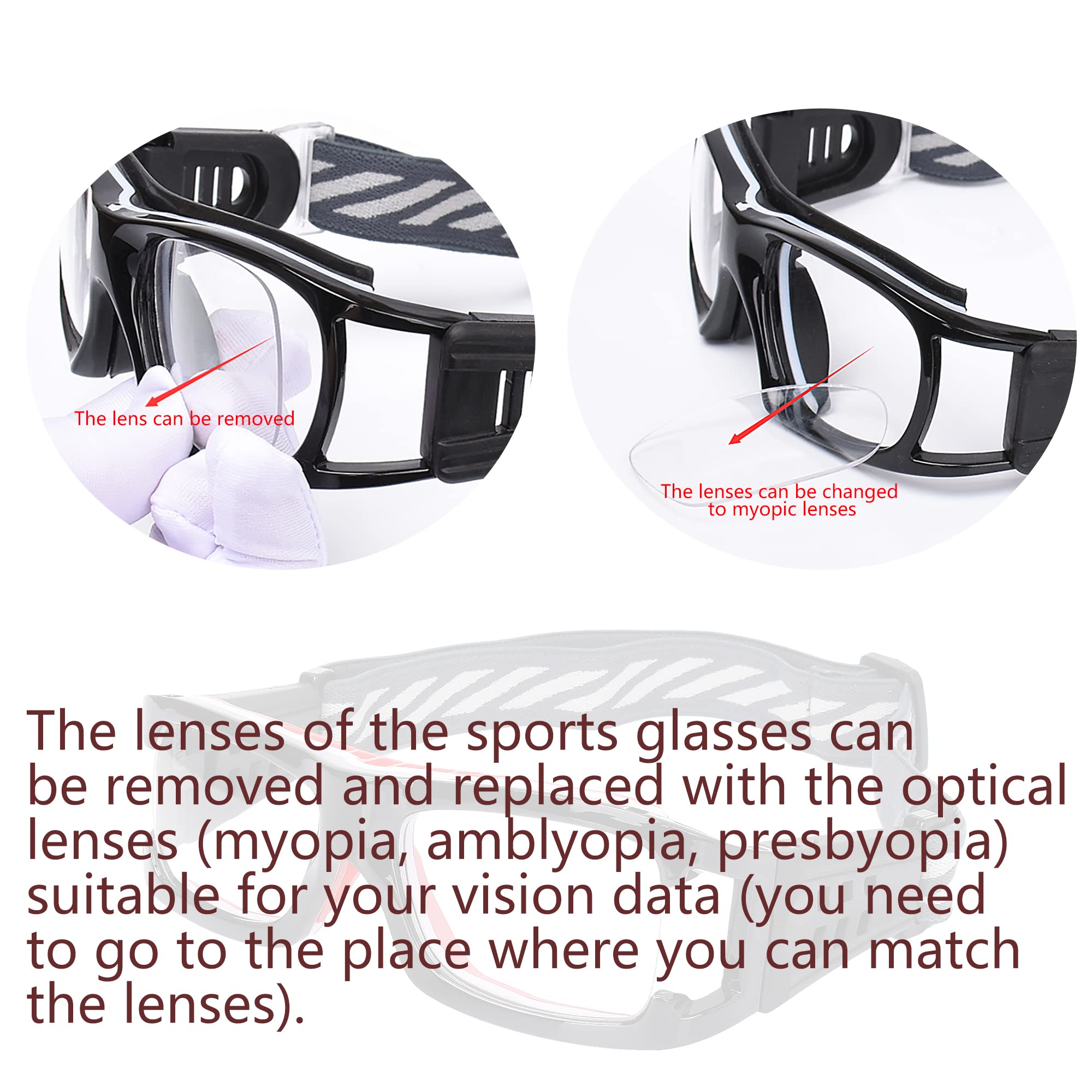 Sports Protective Eyewear Goggles for Basketball, Soccer & Outdoor Activities - Safety Glasses with Replaceable Prescription Lenses - Perfect for Athletes & Active Lifestyles