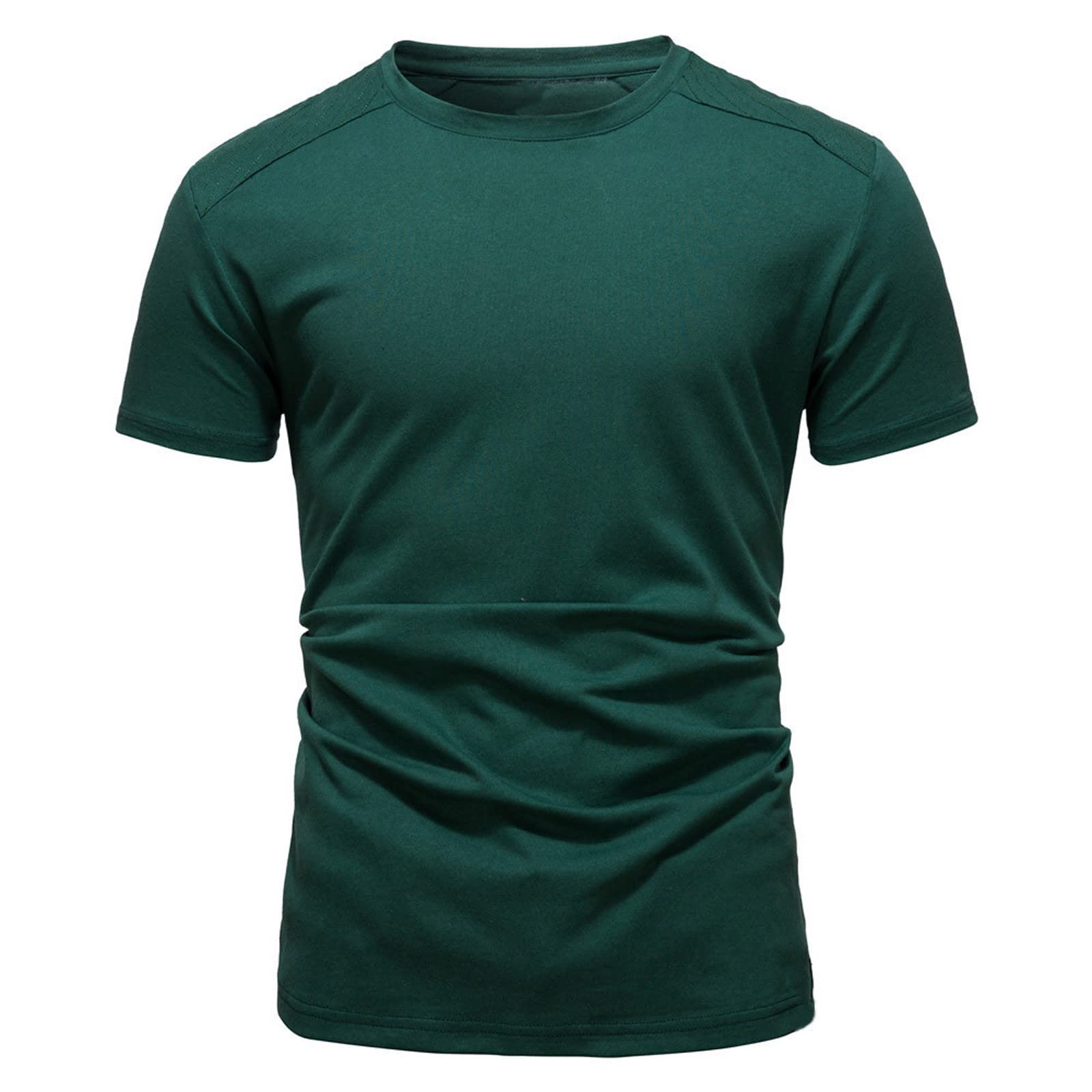 tuduoms Men's Short Sleeve Cotton T-Shirts - Soft Basic Crew Neck Tee for Gym, Workout & Casual Wear | Slim Fit Solid Color Active Shirts | Perfect for Exercise, Running & Everyday Outfits