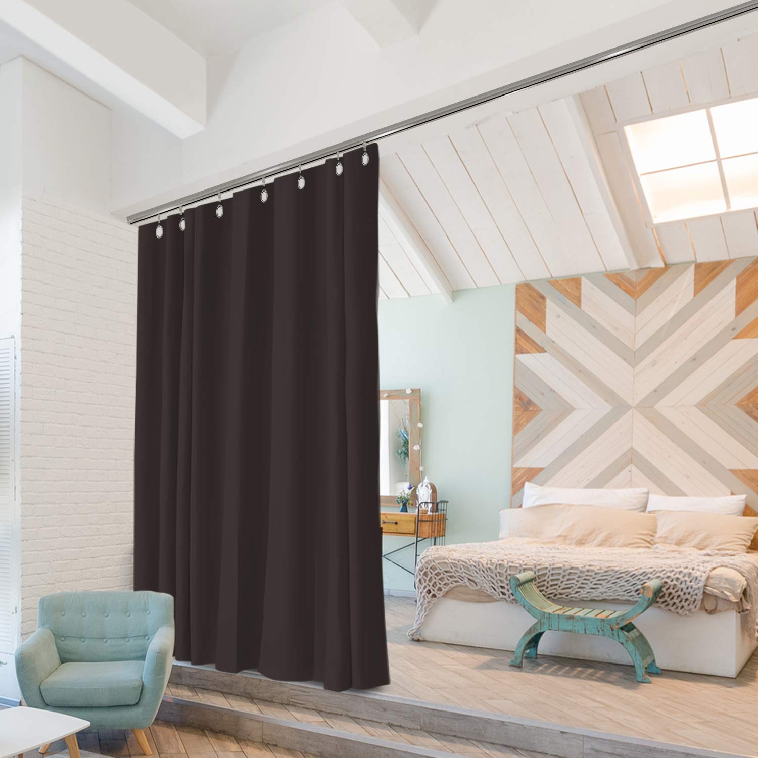 XXX-Large A Ceiling Track Room Divider Kit - 8ft Tall x 14ft-18ft Wide - Dark Chocolate - Perfect for Home Office, Studio, or Open Space Partitioning